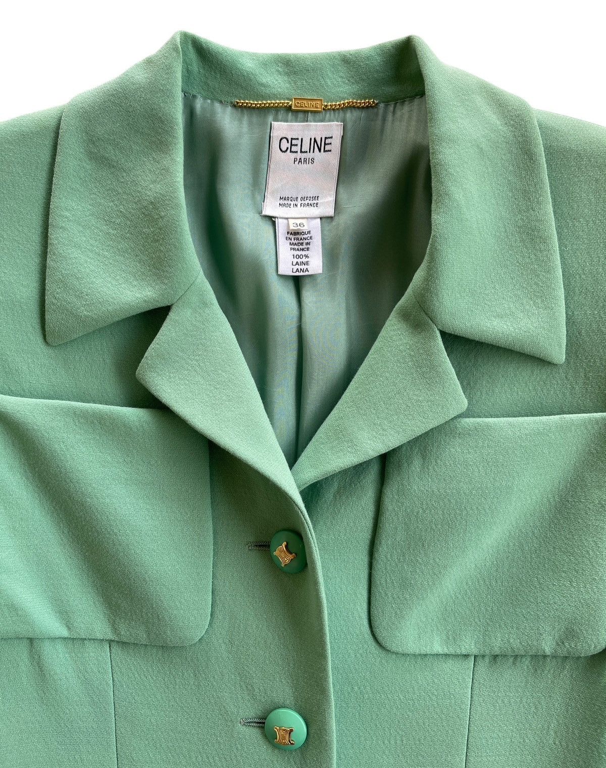 Celine Celine Turquoise Laine Coat Size XS / US 0-2 / IT 36-38 - 4 Thumbnail