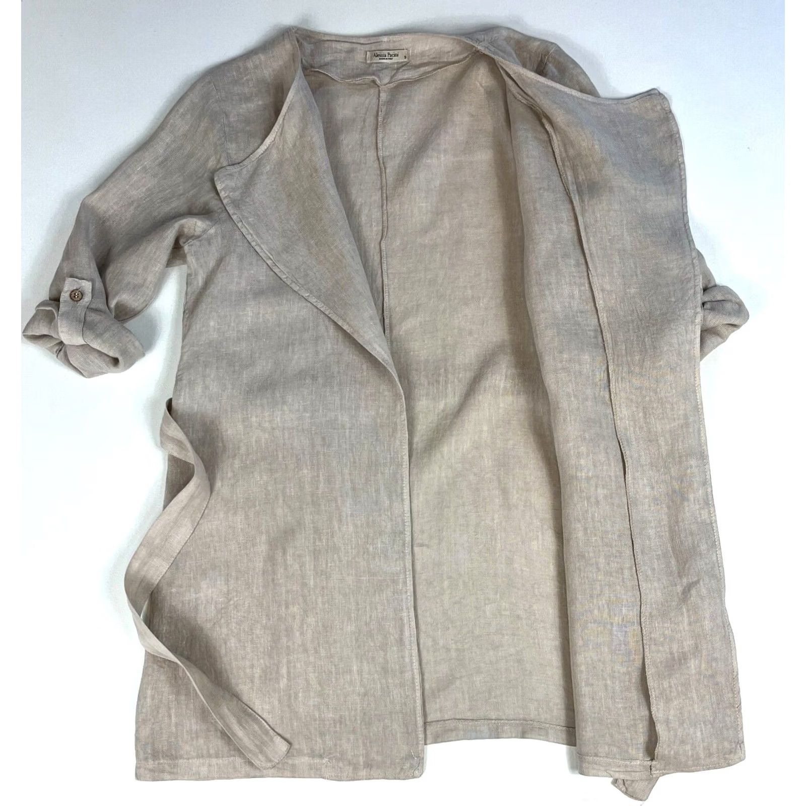 Vintage VINTAGE Women's Alessia Pacini Linen Wrap Cardigan Roll Up Sleeves Made in Italy Sz S Size S / US 4 / IT 40 - 4 Thumbnail