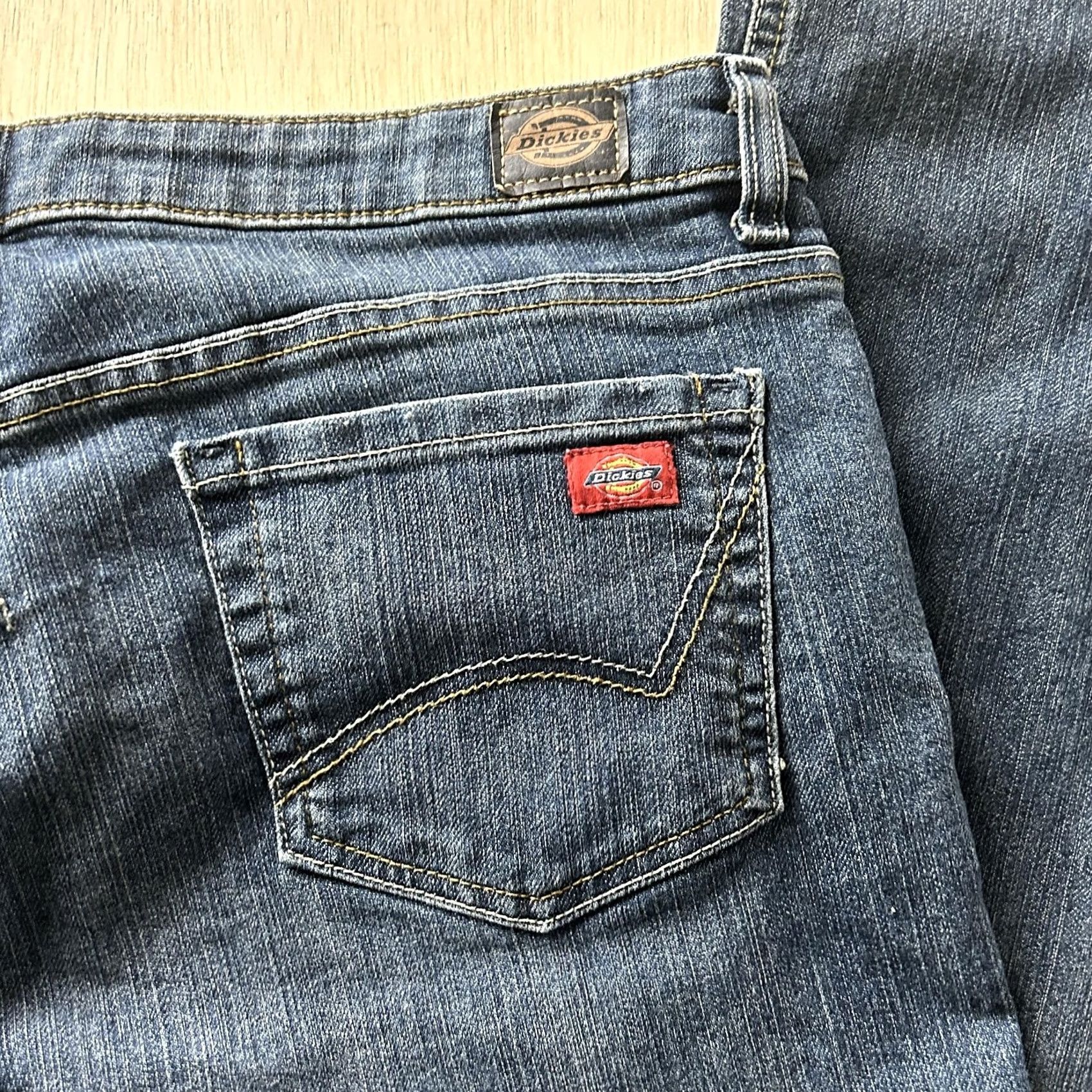 Dickies Dickies Jeans Womens 12 Reg Medium Wash Blue Denim Relaxed Straight Stretch Size 26" / US 2 / IT 38 - 6 Thumbnail