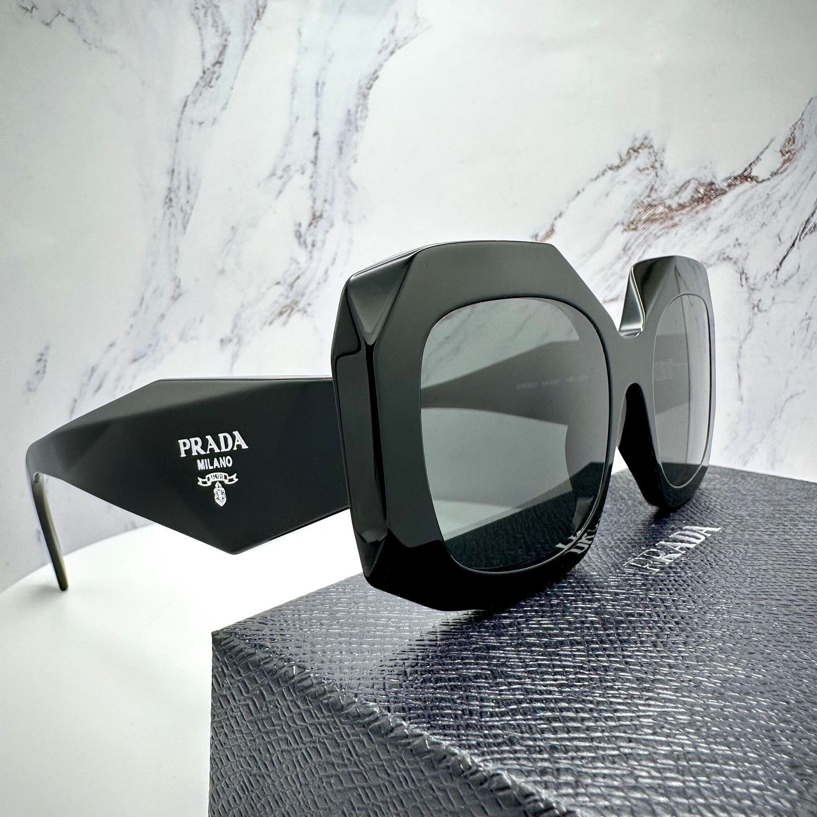 Prada New PRADA Sunglasses Black Silver Symbole Logo Oversized Size ONE SIZE - 16 Thumbnail