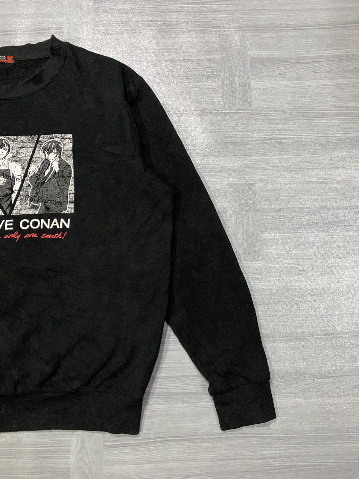 Anime Vintage 90s Detecvite Conan Black Sweatshirt Size US L / EU 52-54 / 3 - 4 Thumbnail