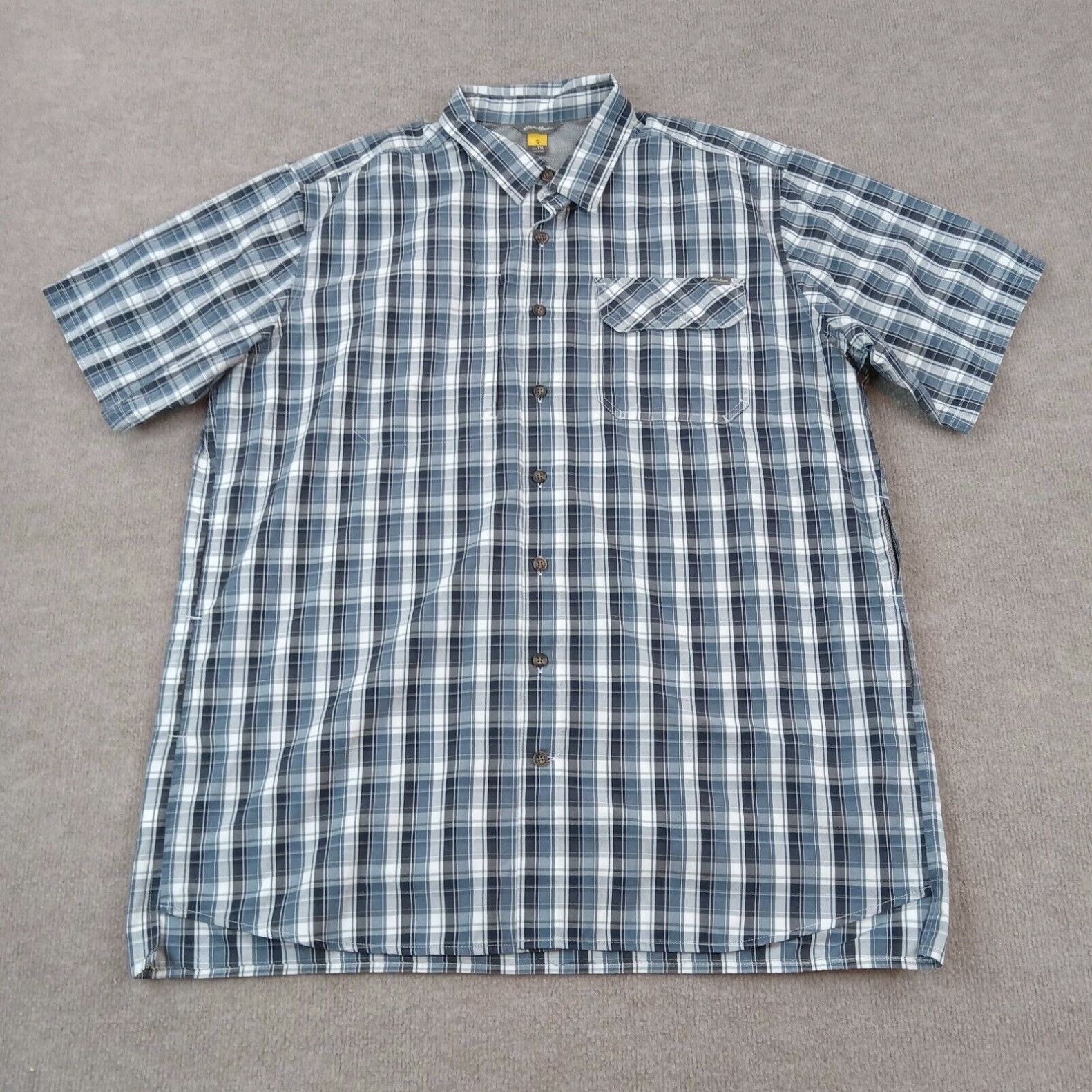 Eddie Bauer Eddie Bauer Shirt Mens XL Tall Blue Plaid Travex Button Up  Short Sleeve Vented | Grailed