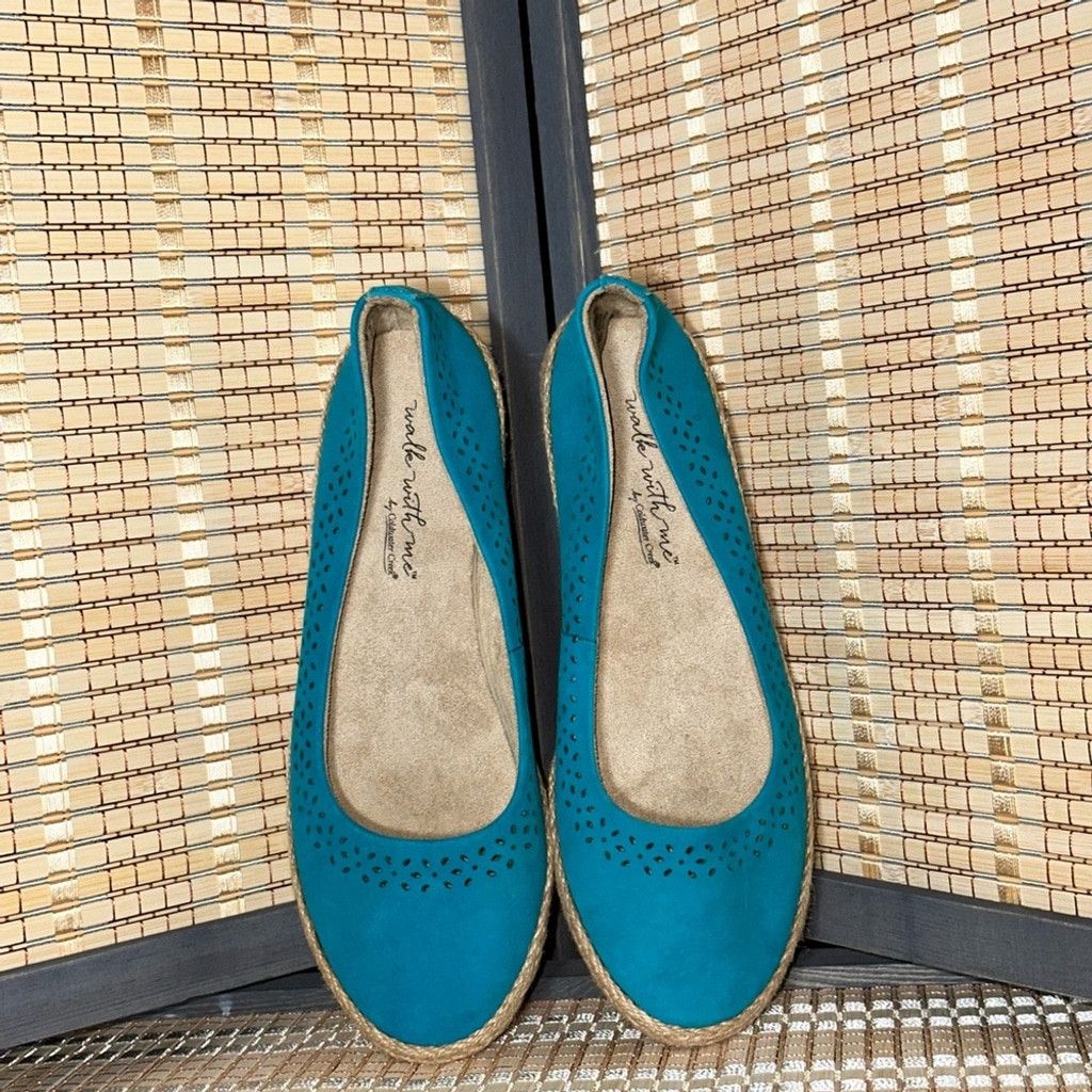 Coldwater Creek Walk With Me by Coldwater Creek Turquoise Espadrilles Wedges Size US 8.5 / IT 38.5 - 4 Thumbnail