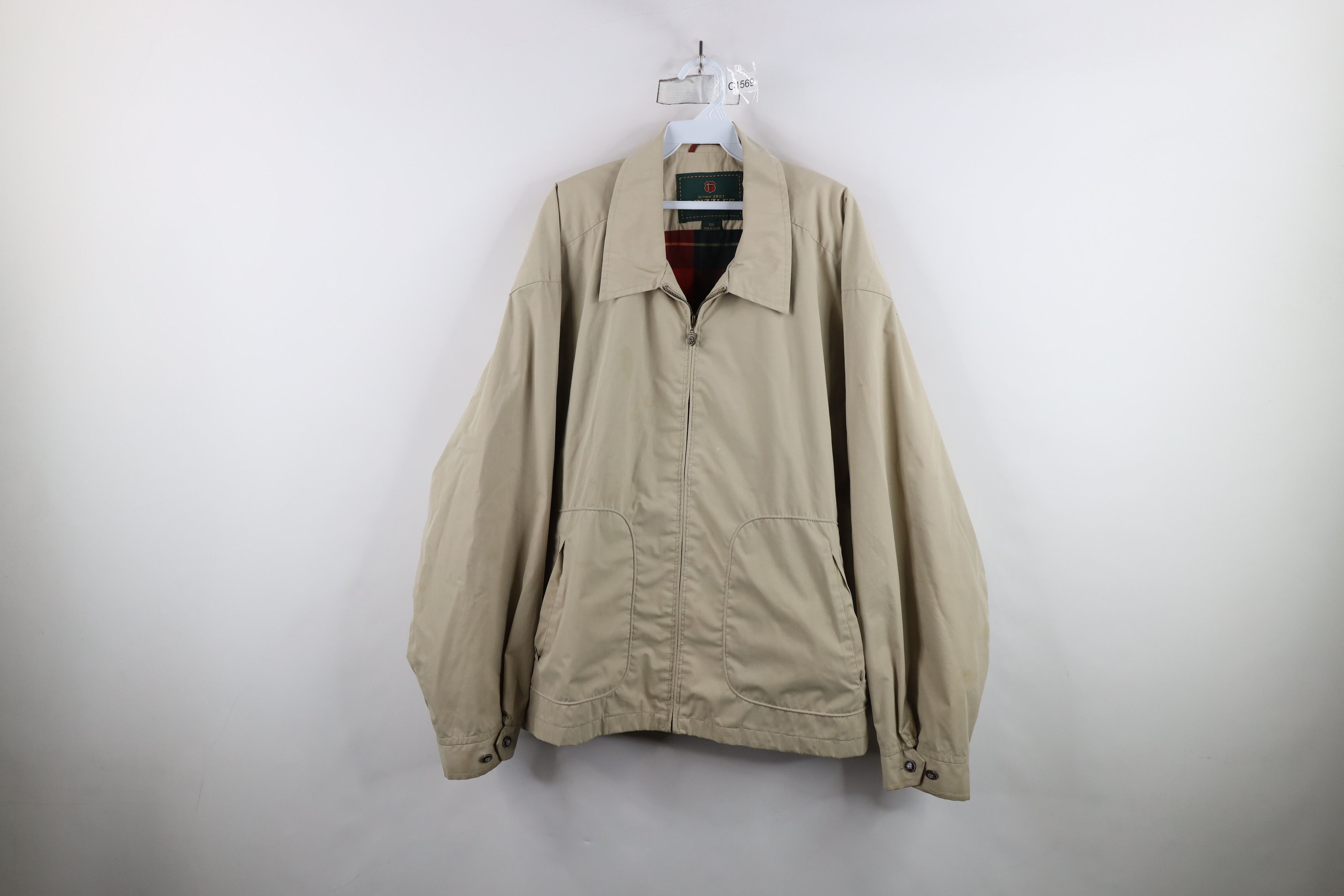 Vintage Vintage 90s McGregor Flannel Lined Bomber Jacket Beige Size US XXL / EU 58 / 5 - 1 Thumbnail