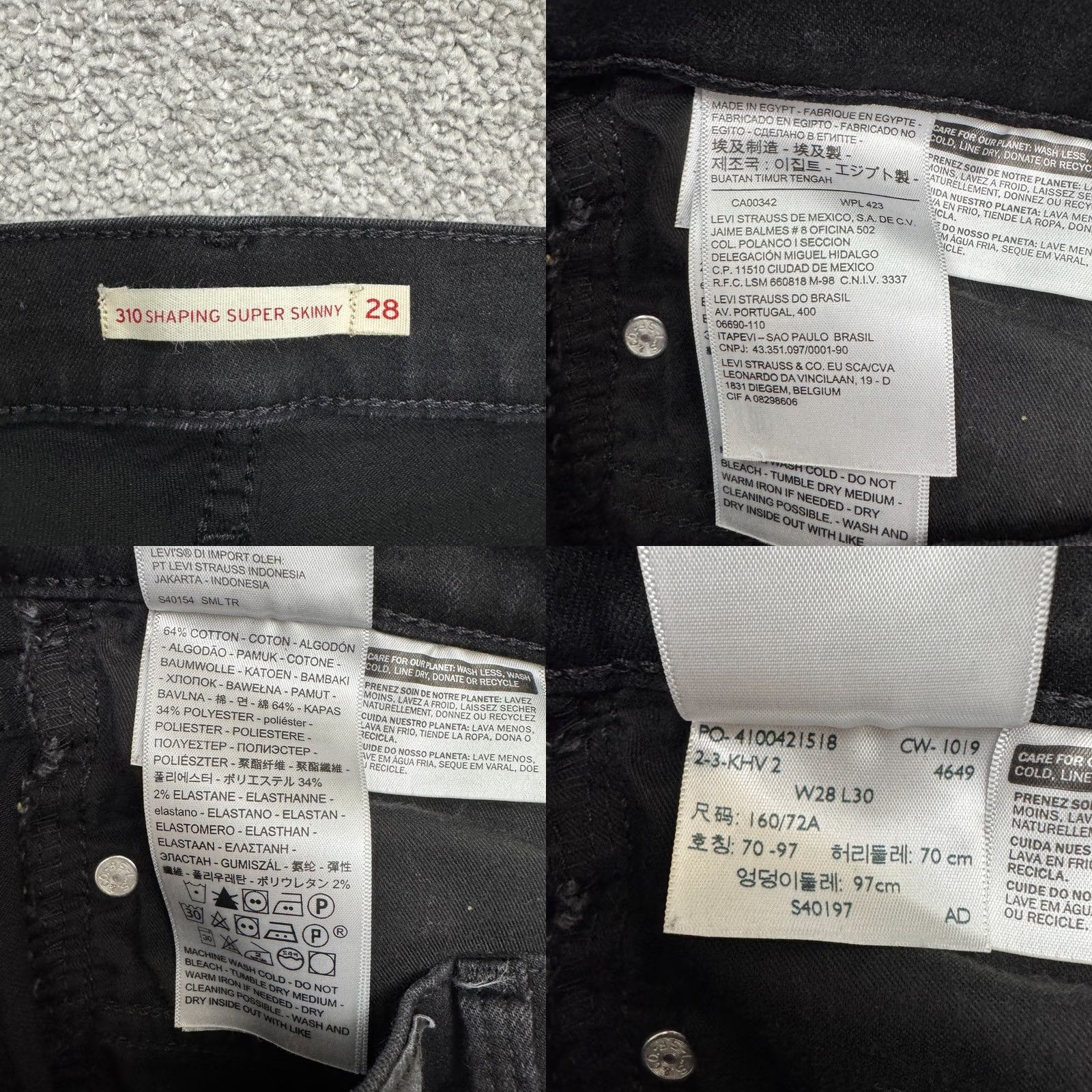 Levi's Levi's 310 Shaping Super Skinny Jeans Womens 28x30 Black Mid Rise Stretch Denim Shirt? Size 28" / US 6 / IT 42 - 8 Thumbnail