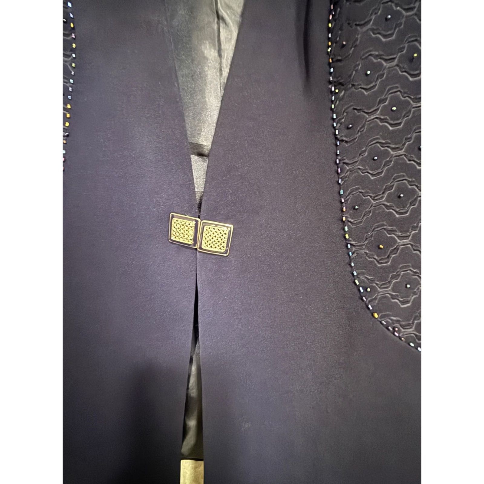 Vintage Carissimo Blazer Womens 14 Navy Beaded Tuxedo Shawl Collar Lined Formal Evening Size XL / US 12-14 / IT 48-50 - 7 Thumbnail