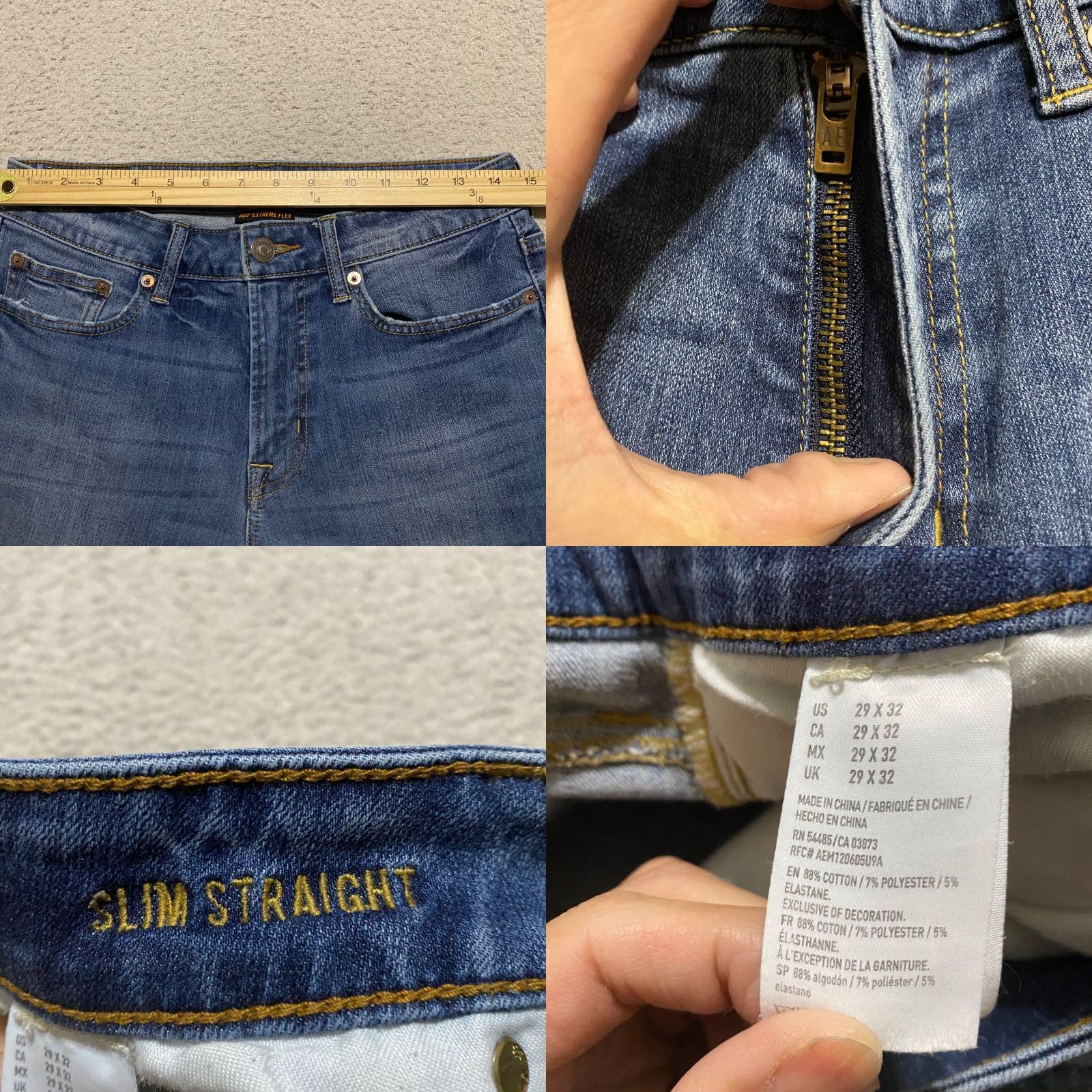 American Eagle Outfitters American Eagle Outfitters Jeans 29x32 Blue Denim Medium Wash Slim Straight Low Rise Men 5-Pocket Design Size US 29 - 8 Thumbnail
