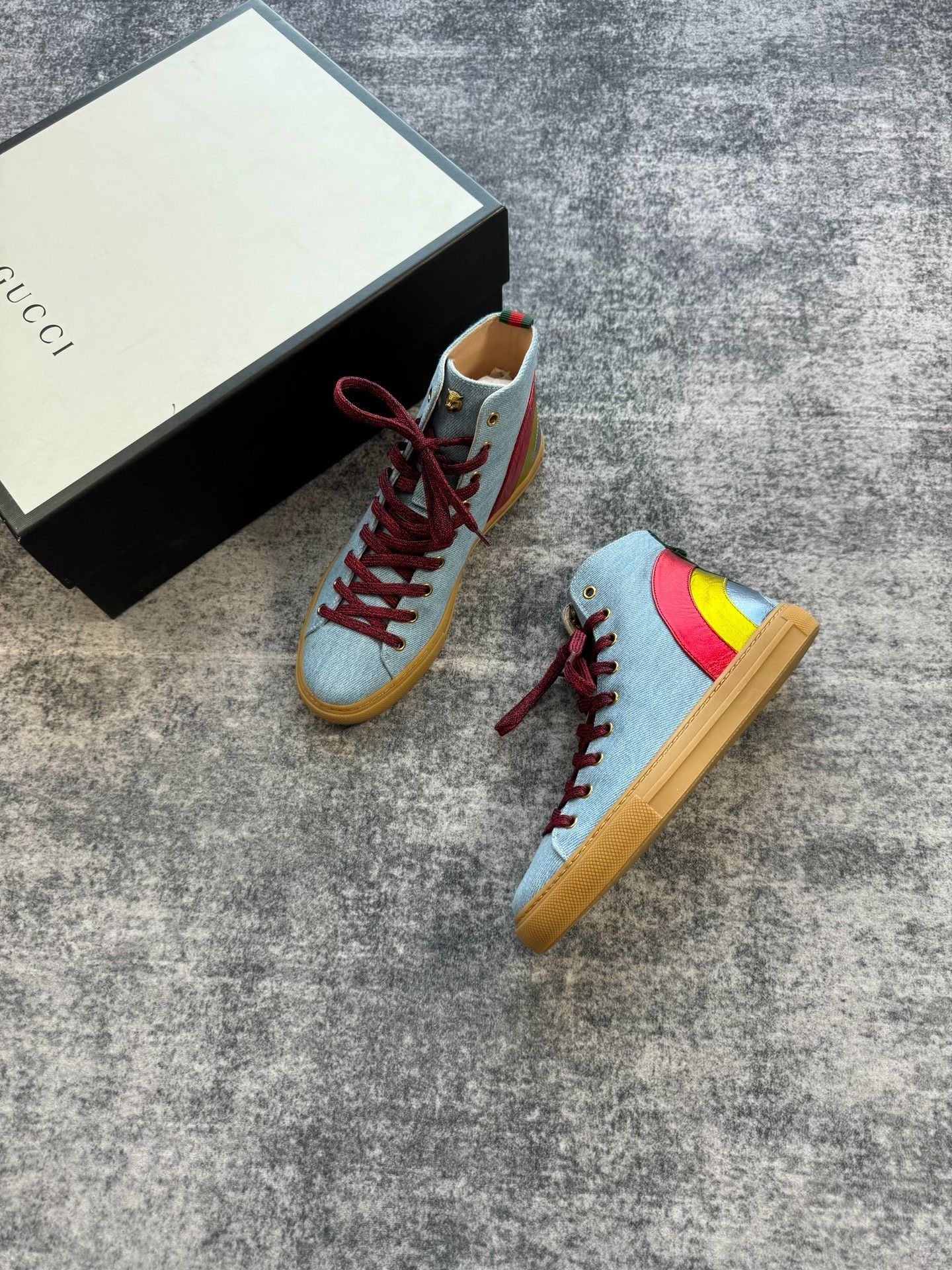 Gucci Gucci Rainbow High-Top Canvas Shoes Size US 6.5 / EU 39-40 - 1 Thumbnail