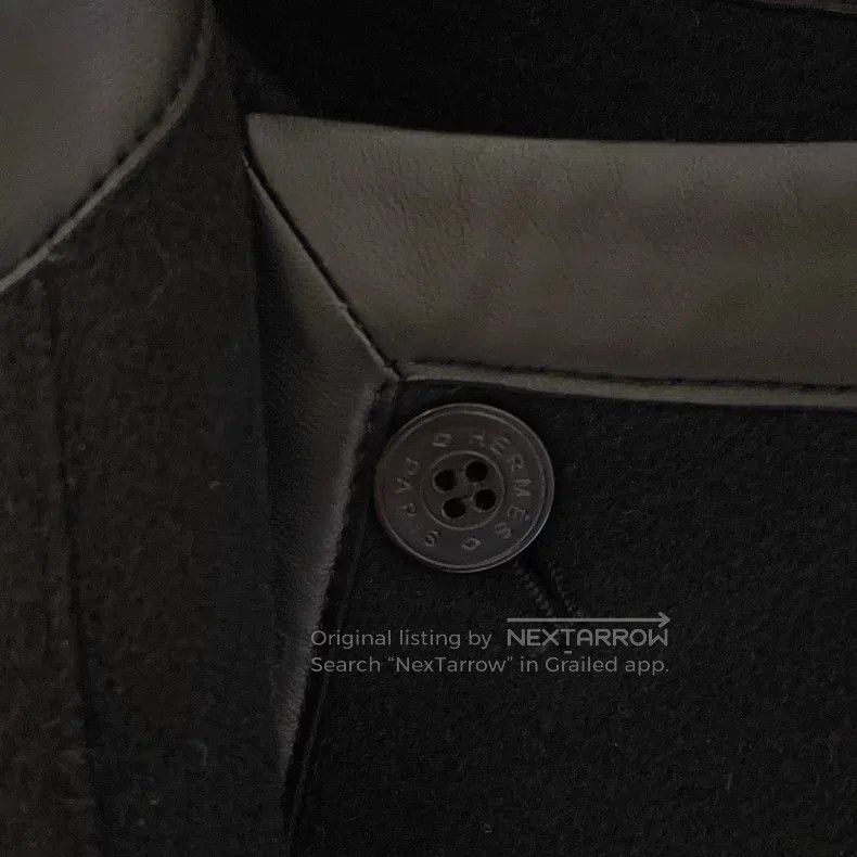 Hermes Hermes Black Leather Trimmed Cashmere Coat, 100% Cashmere Size XS / US 0-2 / IT 36-38 - 5 Thumbnail