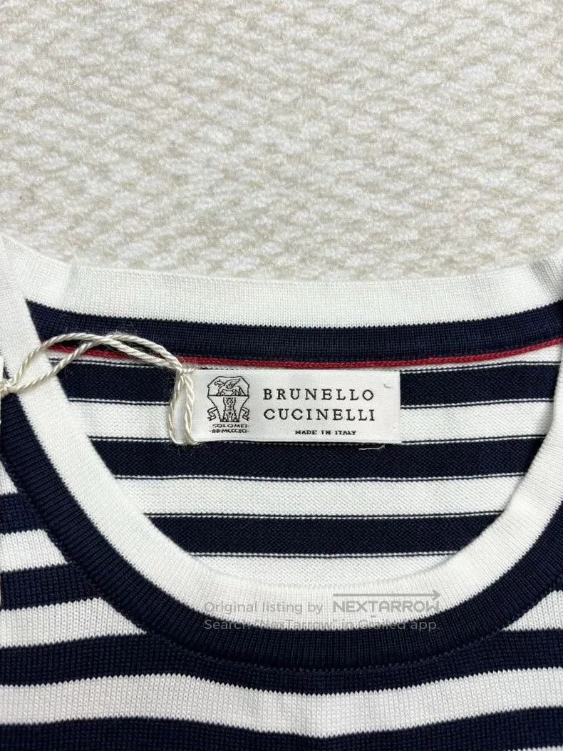 Brunello Cucinelli Brunello Cucinelli Men's Stripe Cotton Sweater. Size US L / EU 52-54 / 3 - 3 Thumbnail