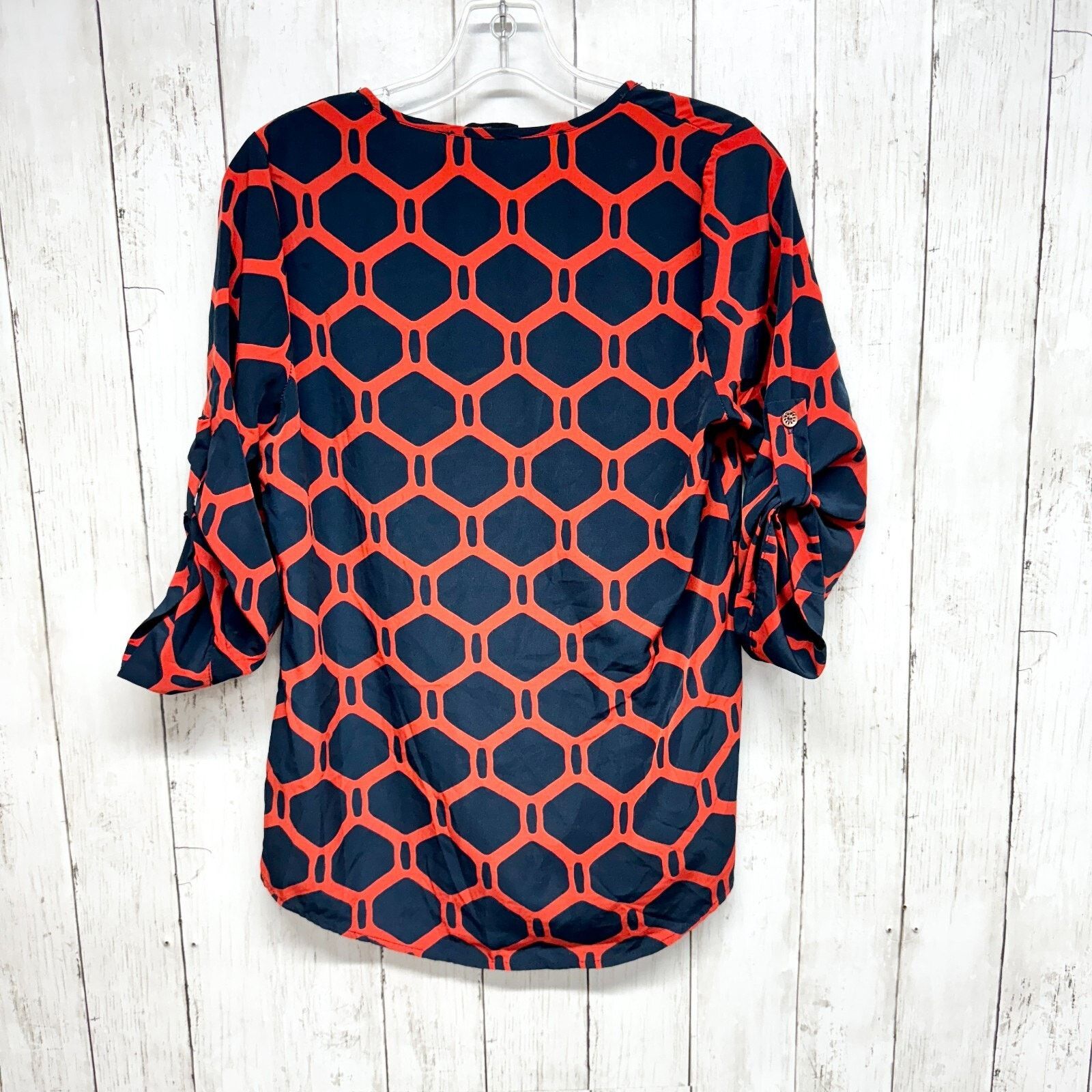 Other Peach Love Blouse Sz Small 1/2 Button Sleeve Geometric Boho Size S / US 4 / IT 40 - 4 Thumbnail
