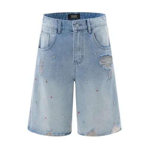 Japanese Brand × Jean Men's punk high street ripped raw edge denim shorts Size US 32 / EU 48 - 1 Thumbnail