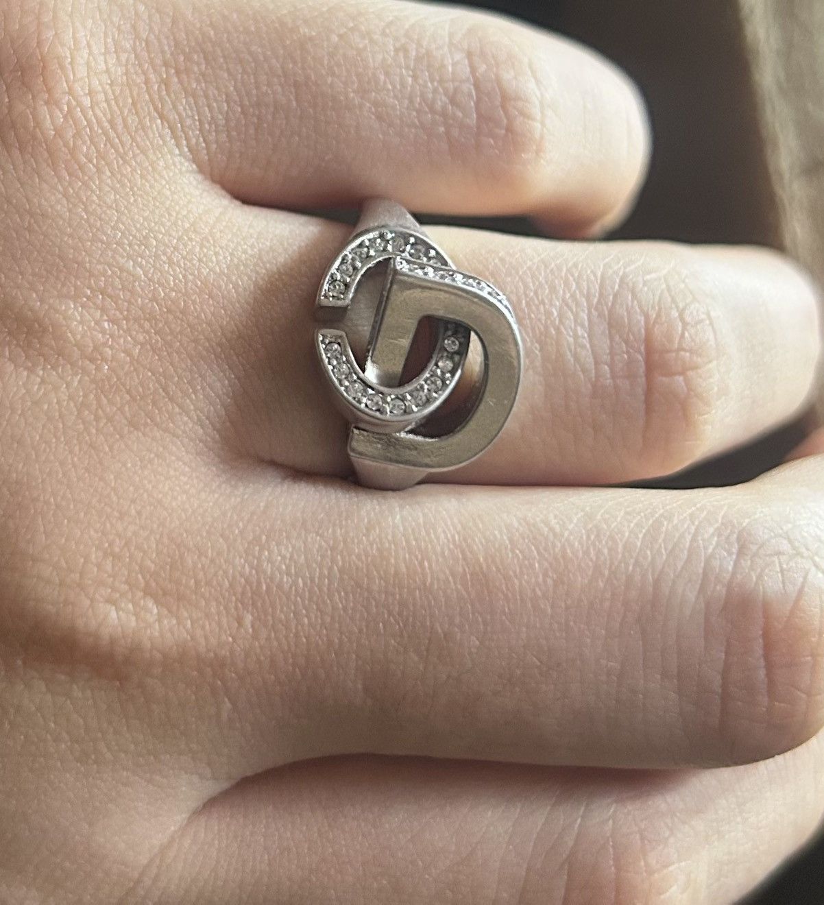 Dior Dior CD Lock Ring Silver-Finish Metal Silver-Tone Crystal Size ONE SIZE - 4 Thumbnail