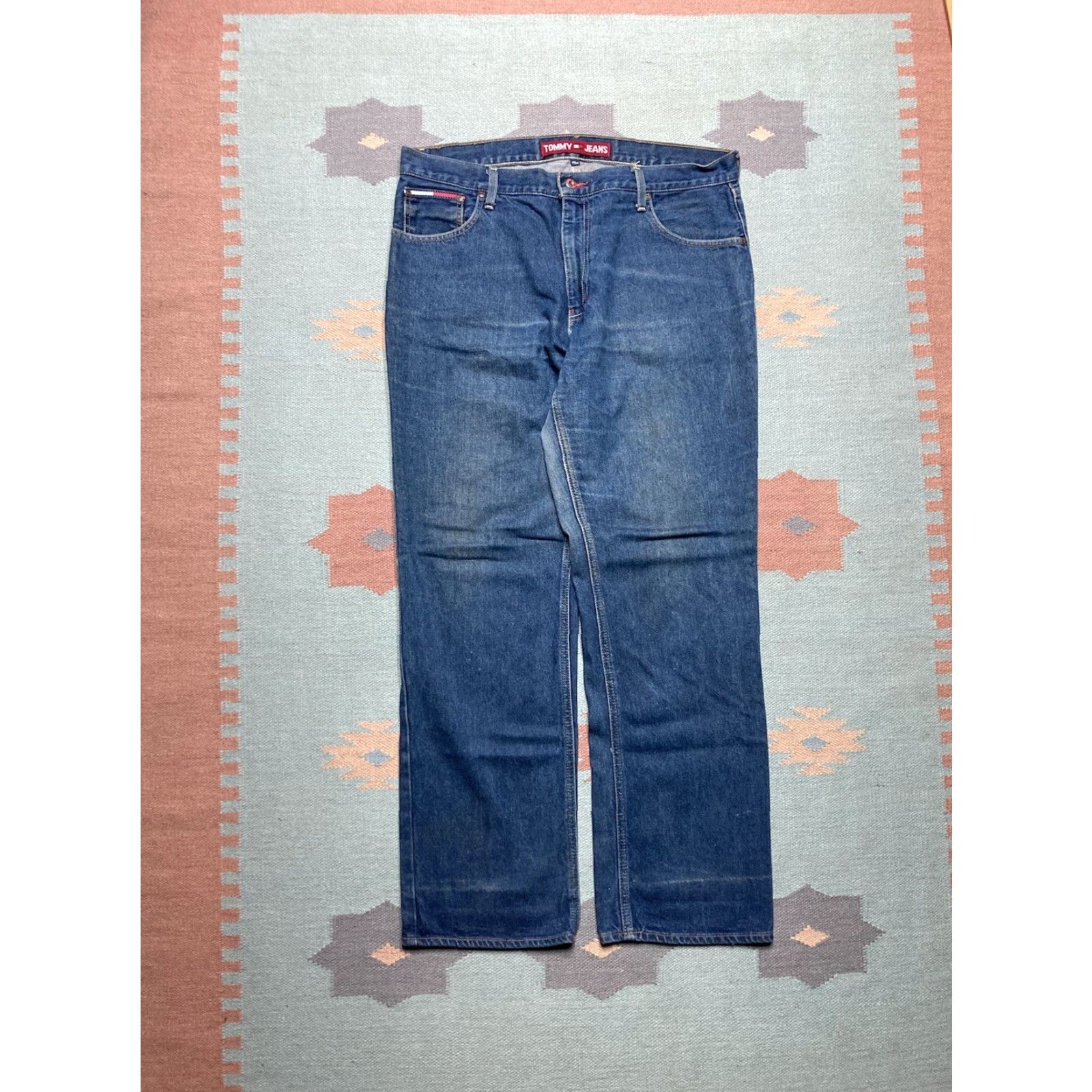 Tommy Hilfiger VINTAGE Tommy Hilfiger Jeans Men 38x32 Blue Wide-Leg Hip Hop Skater Baggy Y2K Size US 38 / EU 54 - 4 Thumbnail