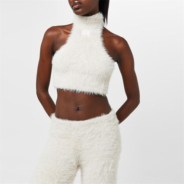 Amiri o1g2r1mq0824 Furry Halter Tops in White Size S / US 4 / IT 40 - 3 Thumbnail