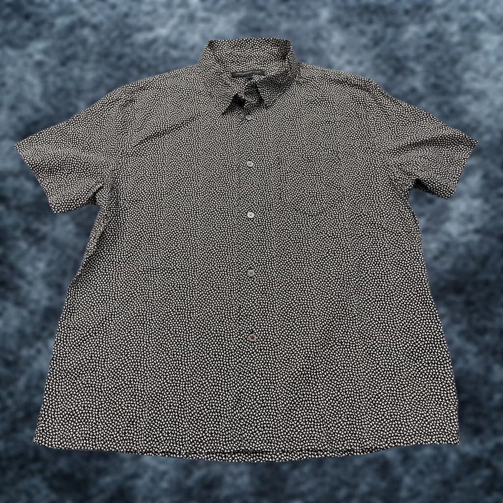 John Varvatos VINTAGE John Varvatos U.S.A. Shirt Mens L Black Geometric Short Sleeve Button Up Camp Size US L / EU 52-54 / 3 - 1 Thumbnail