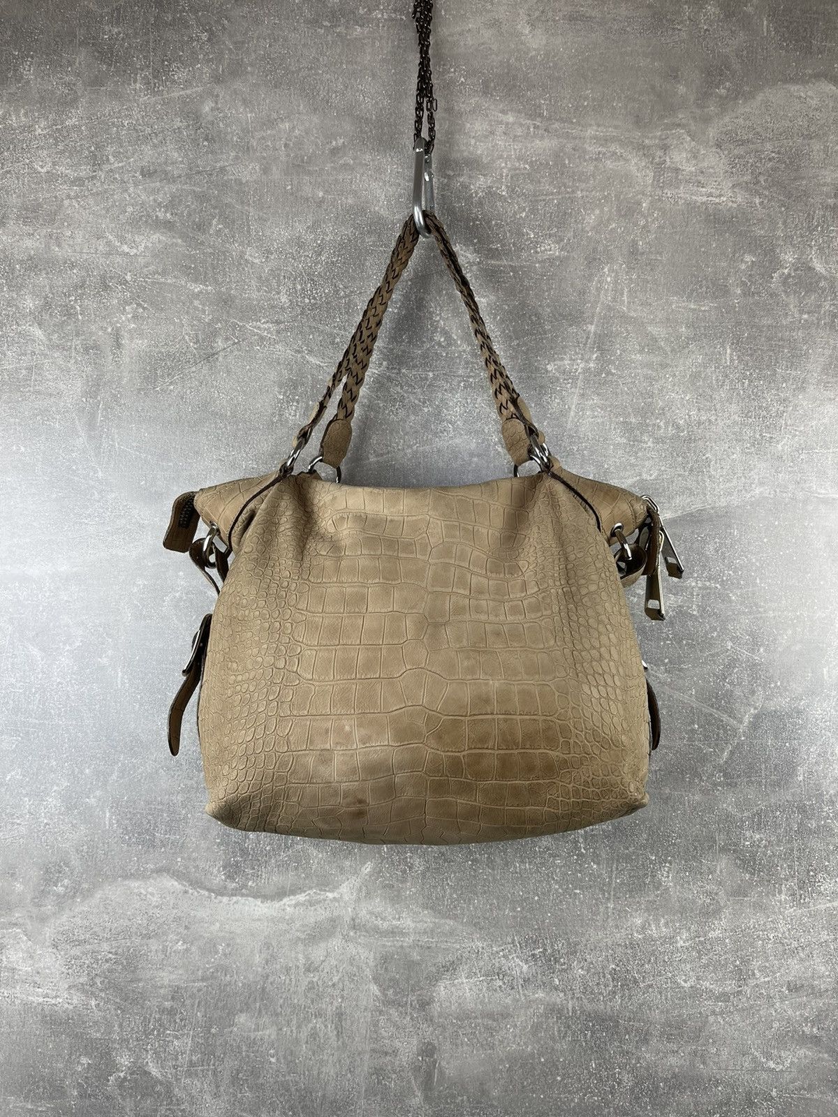 Bogner × Genuine Leather Bogner HandCrafted Croc Embossed Leather Tote Shoulder Bag Size ONE SIZE - 5 Thumbnail