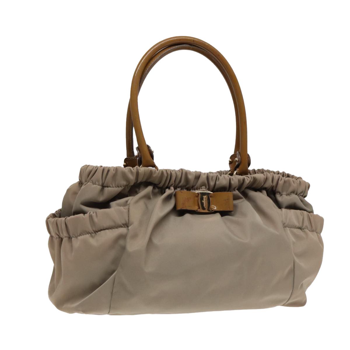 Salvatore Ferragamo Vara Beige Synthetic Handbag (Pre-Owned) Size ONE SIZE - 1 Thumbnail