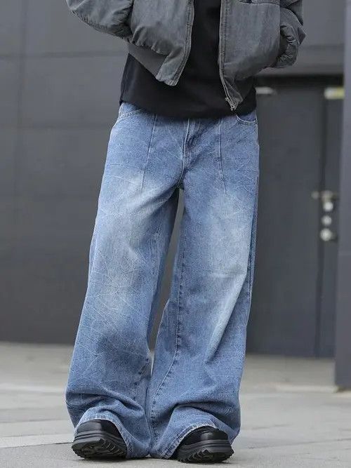 Jean × Vintage Faded Baggy Denim Jeans Wide Leg Size US 34 / EU 50 - 4 Thumbnail
