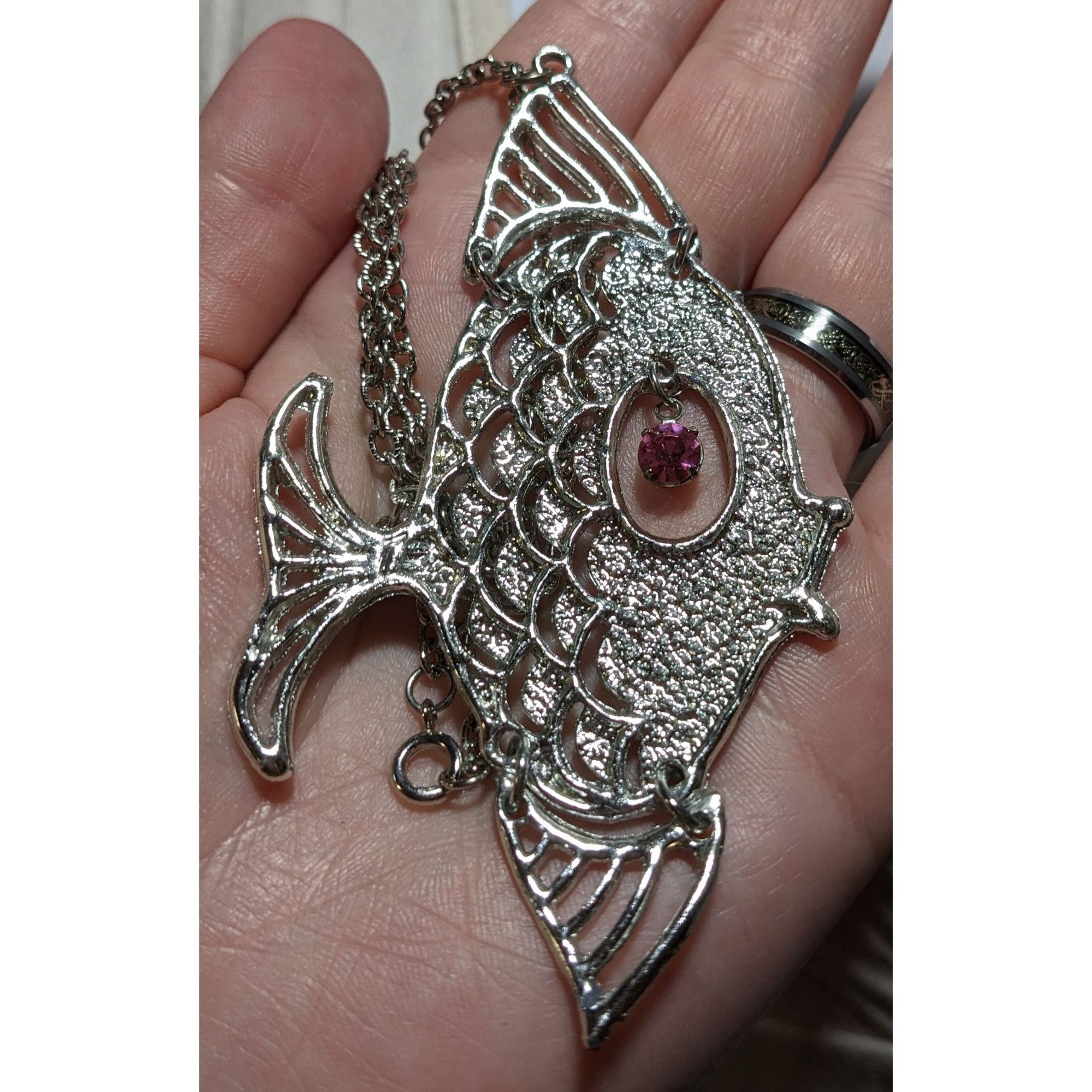 Other Vintage Silver Articulated Fish Necklace Size ONE SIZE - 10 Thumbnail