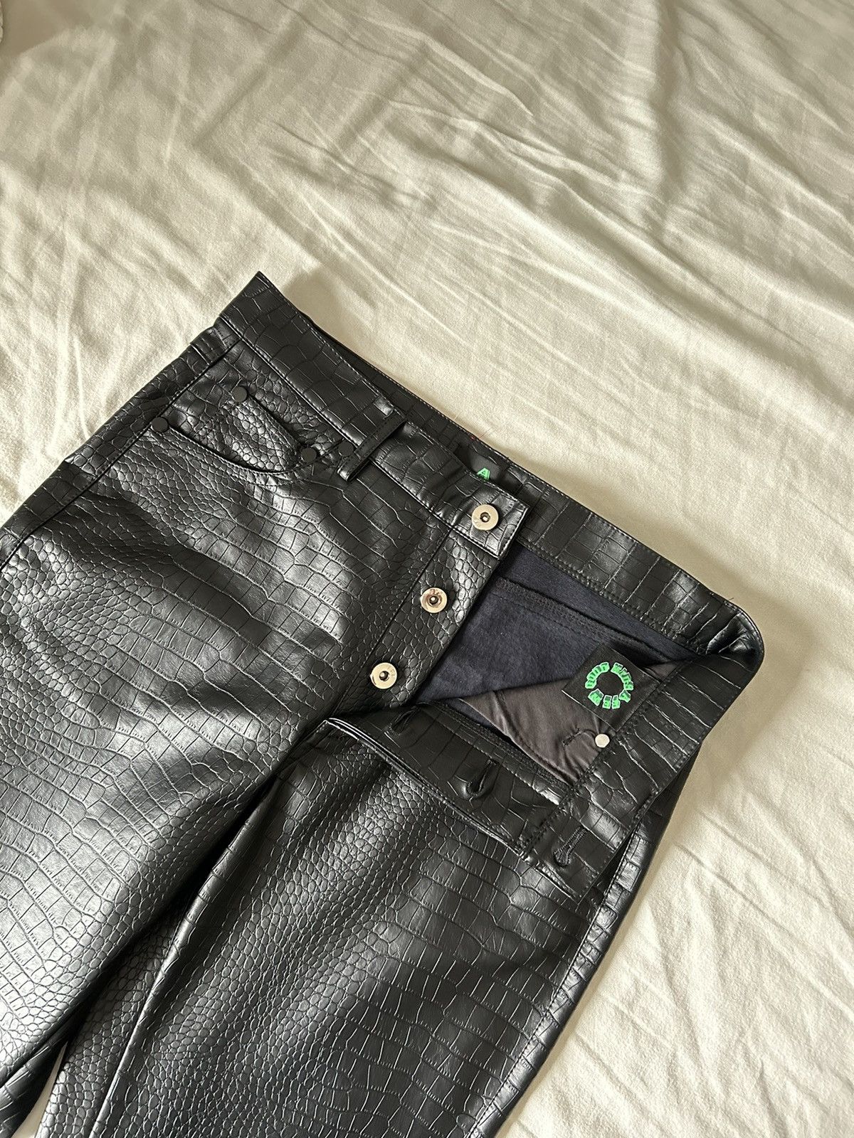 Japanese Brand A Few Good Kids Crocodile Snake Skin Print Leather Pants Size US 30 / EU 46 - 3 Thumbnail