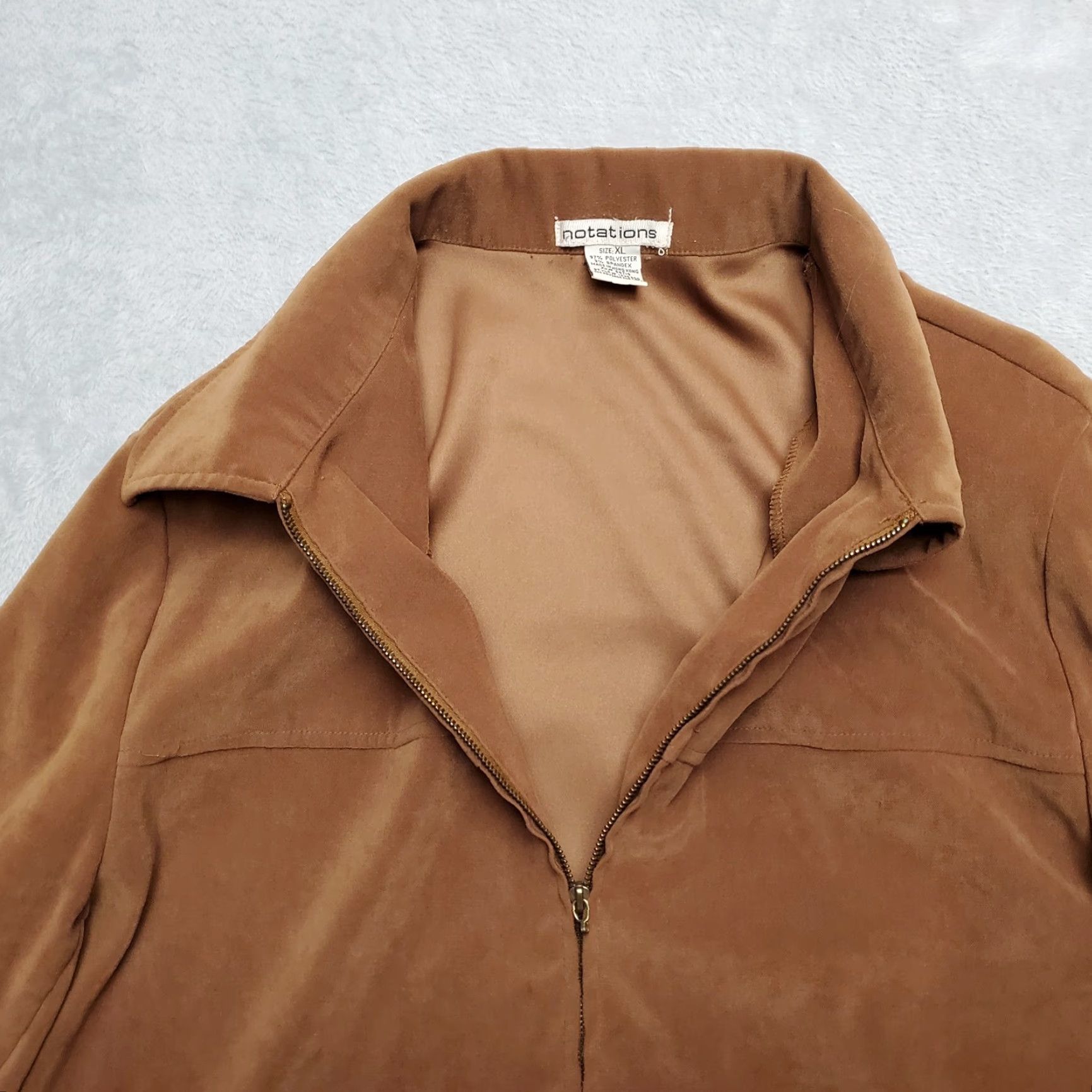 Vintage VINTAGE Notations Jacket Womens XL Brown Full Zip Stretch Blend Casual Vintage Size XL / US 12-14 / IT 48-50 - 6 Thumbnail
