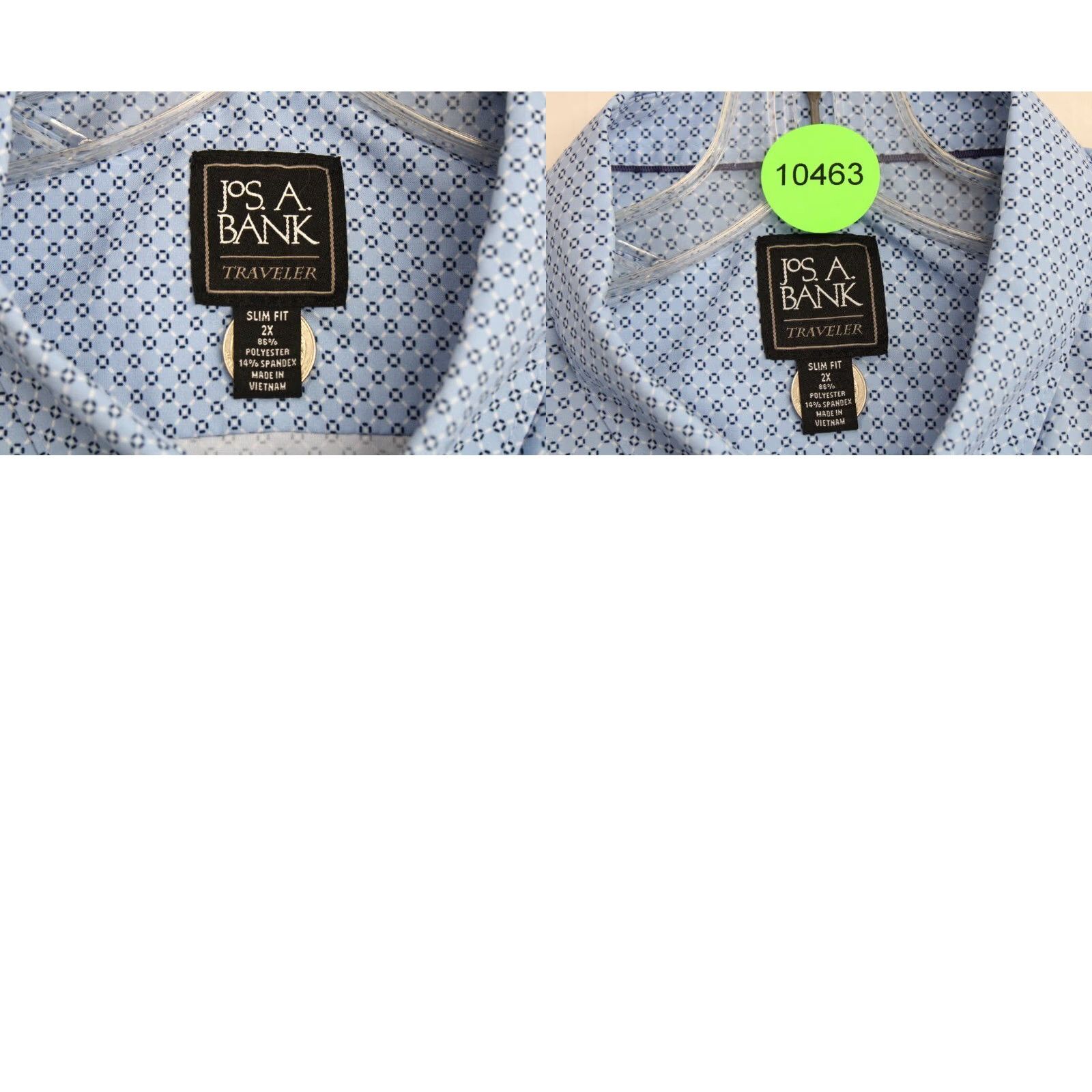 Jos. A. Bank Jos A Bank Travelers Shirt Slim Fit 2XL Men's Blue Geometric Poly Blend Button-Up Shirt Geometric Size US XXL / EU 58 / 5 - 8 Thumbnail