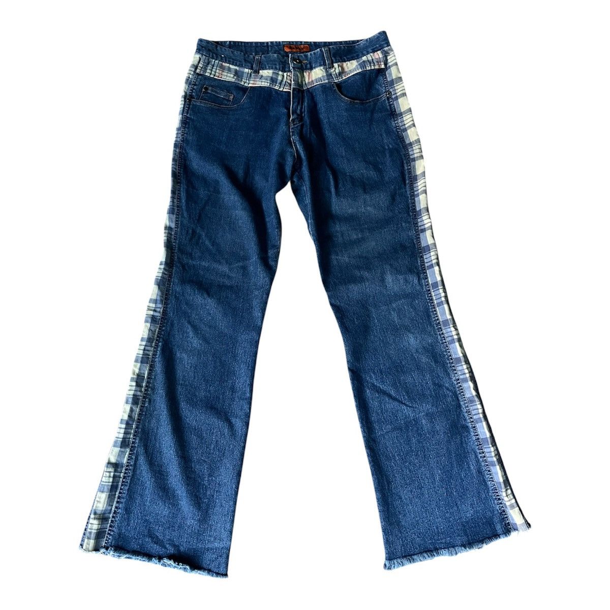 Yasuyuki Ishii Japanesse Nadam Plaid Panel Flare Denim Jeans Size US 32 / EU 48 - 1 Thumbnail