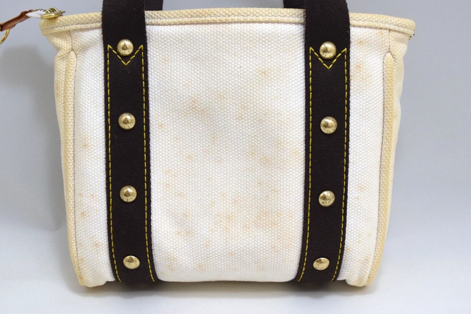 Louis Vuitton Louis Vuitton Antigua Cabas PM Hand Bag White Canvas M40039 Size ONE SIZE - 18 Thumbnail