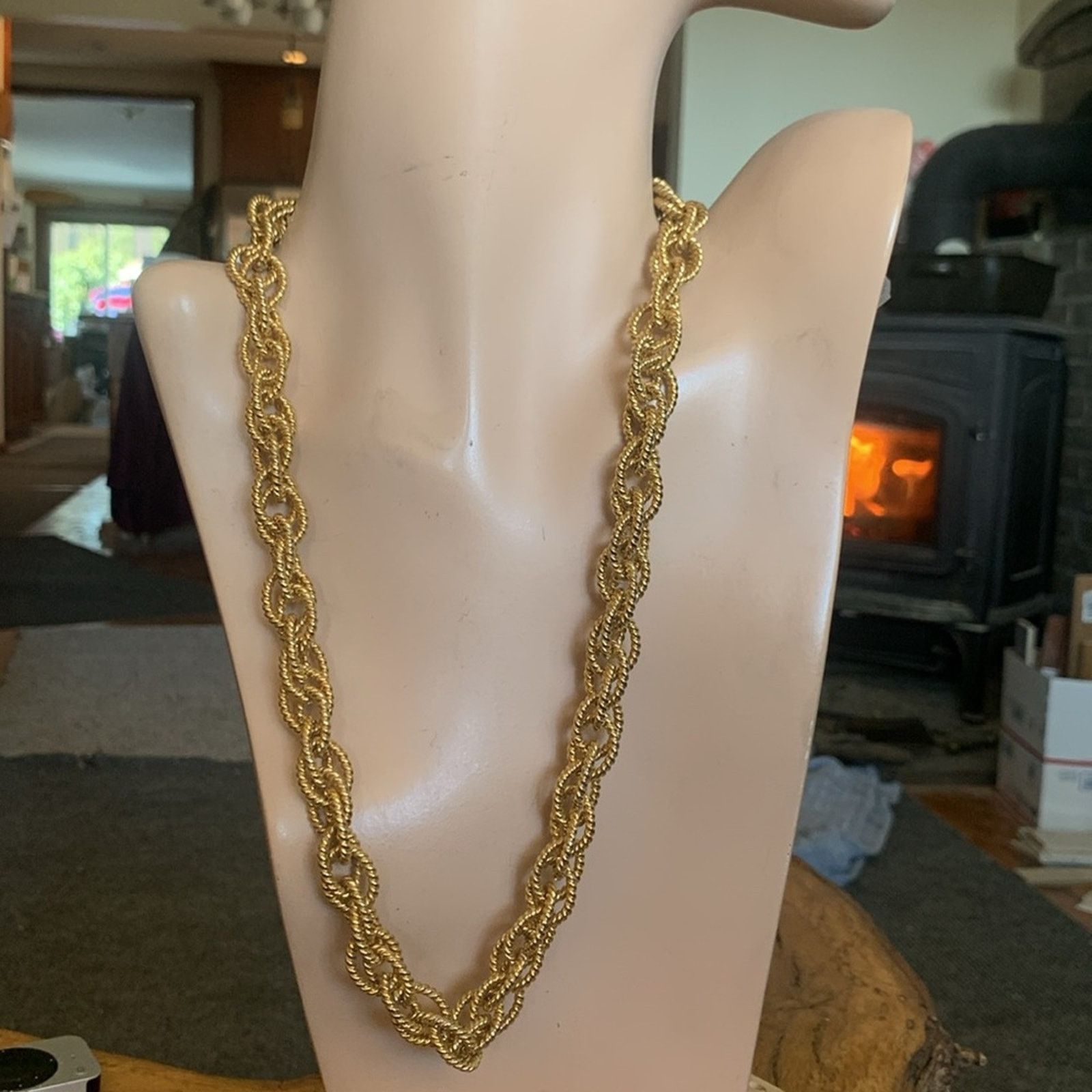 Vintage Chunky heavy braided rope links golden necklace Size ONE SIZE - 2 Thumbnail