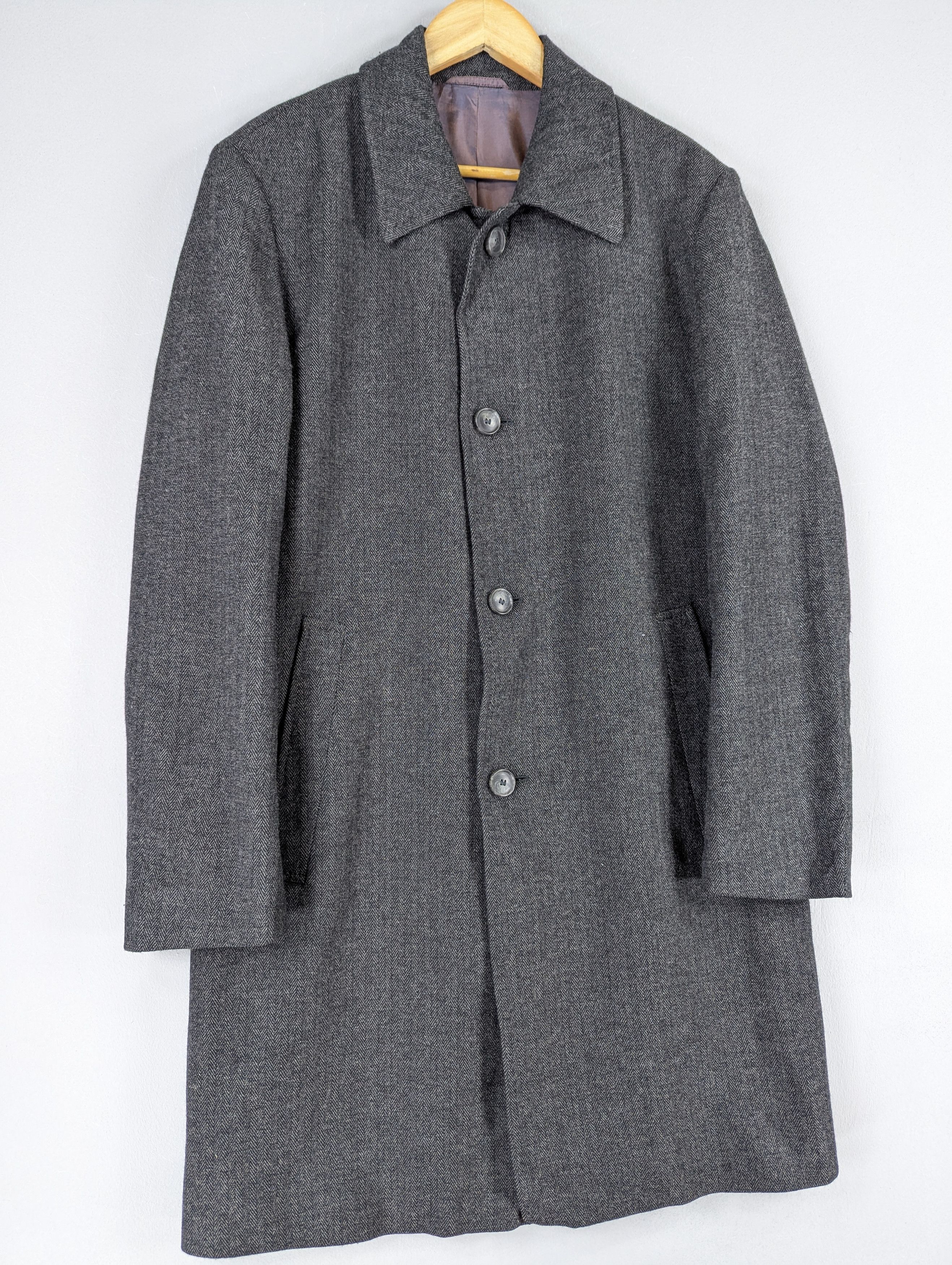 Hugo Boss Boss By Hugo Boss Herringbone Wool Long Coat Jacket Size US M / EU 48-50 / 2 - 3 Thumbnail
