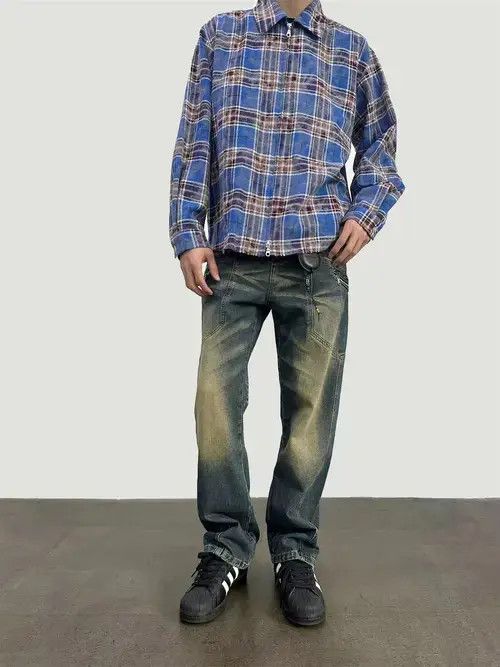 Japanese Brand × Jean Street yellow mud washed loose jeans Size US 32 / EU 48 - 1 Thumbnail