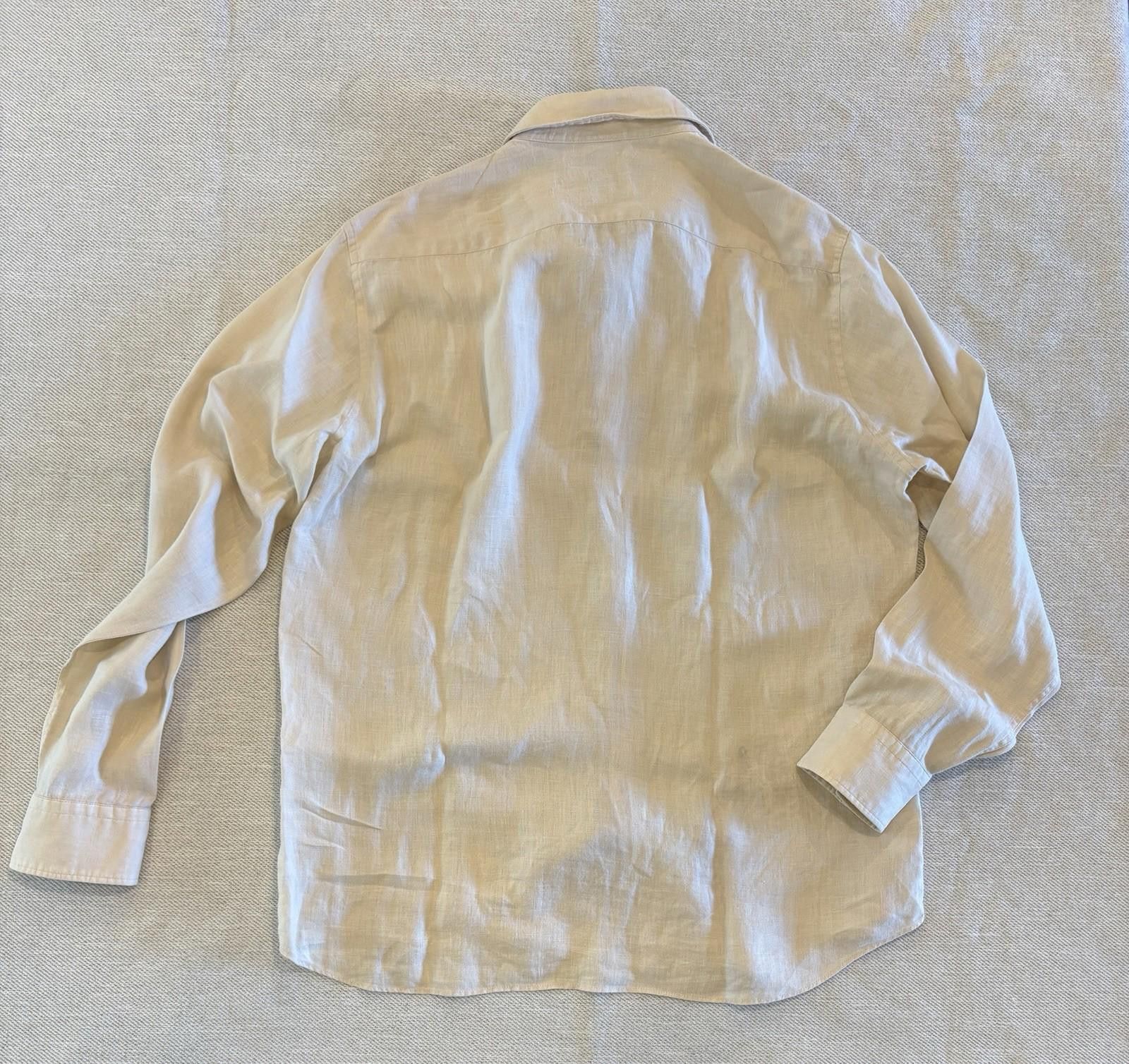 Hugo Boss Boss Hugo Boss Tan Long Sleeved Linen Shirt Size L Size US L / EU 52-54 / 3 - 2 Thumbnail