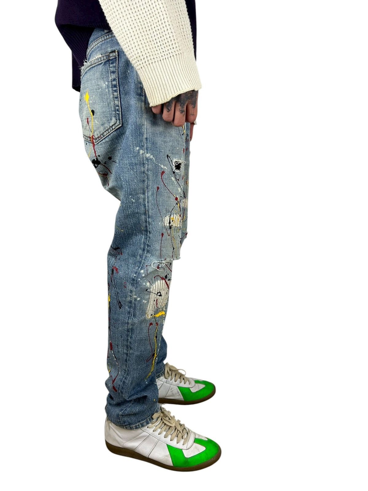 Japanese Brand Johnbull Multicolour Paint Splatter Denim (32x31) Size US 32 / EU 48 - 3 Thumbnail