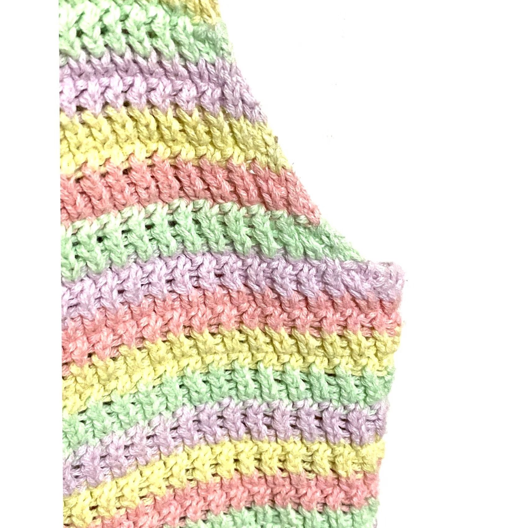 Vintage VINTAGE Wild Fable Cropped Tank Top Women M Crochet Knit Striped Pink Cotton Sleeveless Boho Y2K Festival Spring Summer Women Size M / US 6-8 / IT 42-44 - 2 Thumbnail