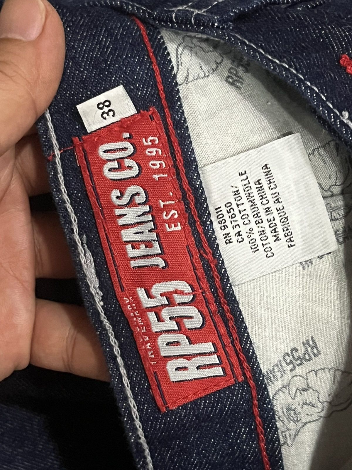 JNCO ⚡️Baggy⚡️Vintage RP55 Indigo Washed Repaired Extra Baggy Jeans Size US 38 / EU 54 - 18 Thumbnail