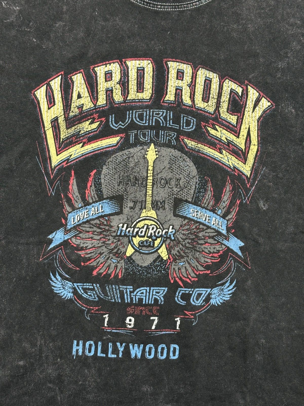 Hard Rock Cafe Vintage Hard Rock Cafe World Tour Hollywood Distressed Tee Size US L / EU 52-54 / 3 - 7 Thumbnail