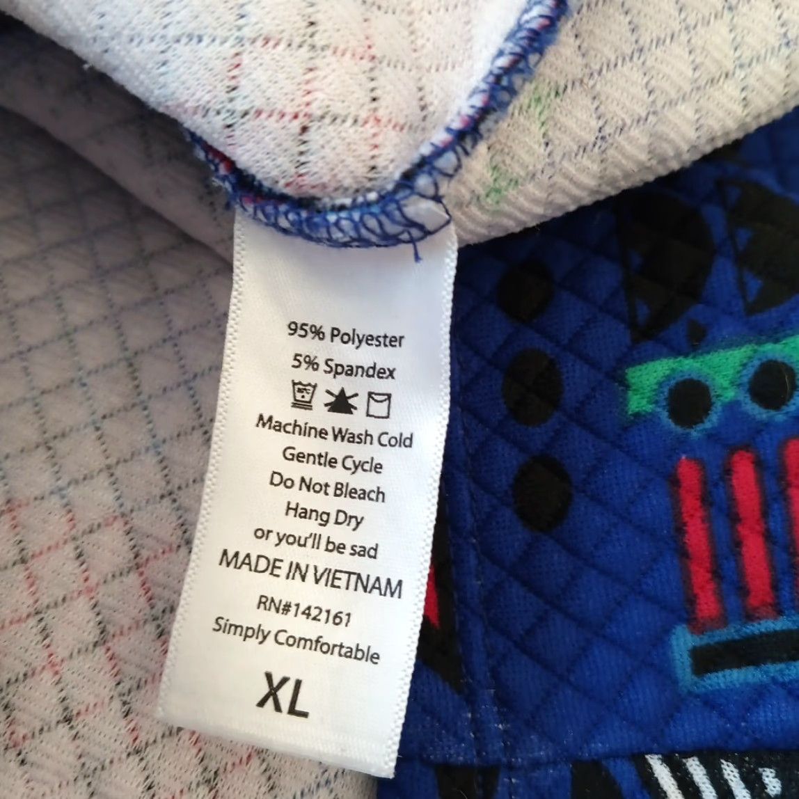 Vintage LuLaRoe Skirt XL Blue Geometric Knee Length Pull On Knit Quilted Pattern Women Pencil Stretch Regular Vintage: No Size 40" / US 18 - 6 Thumbnail