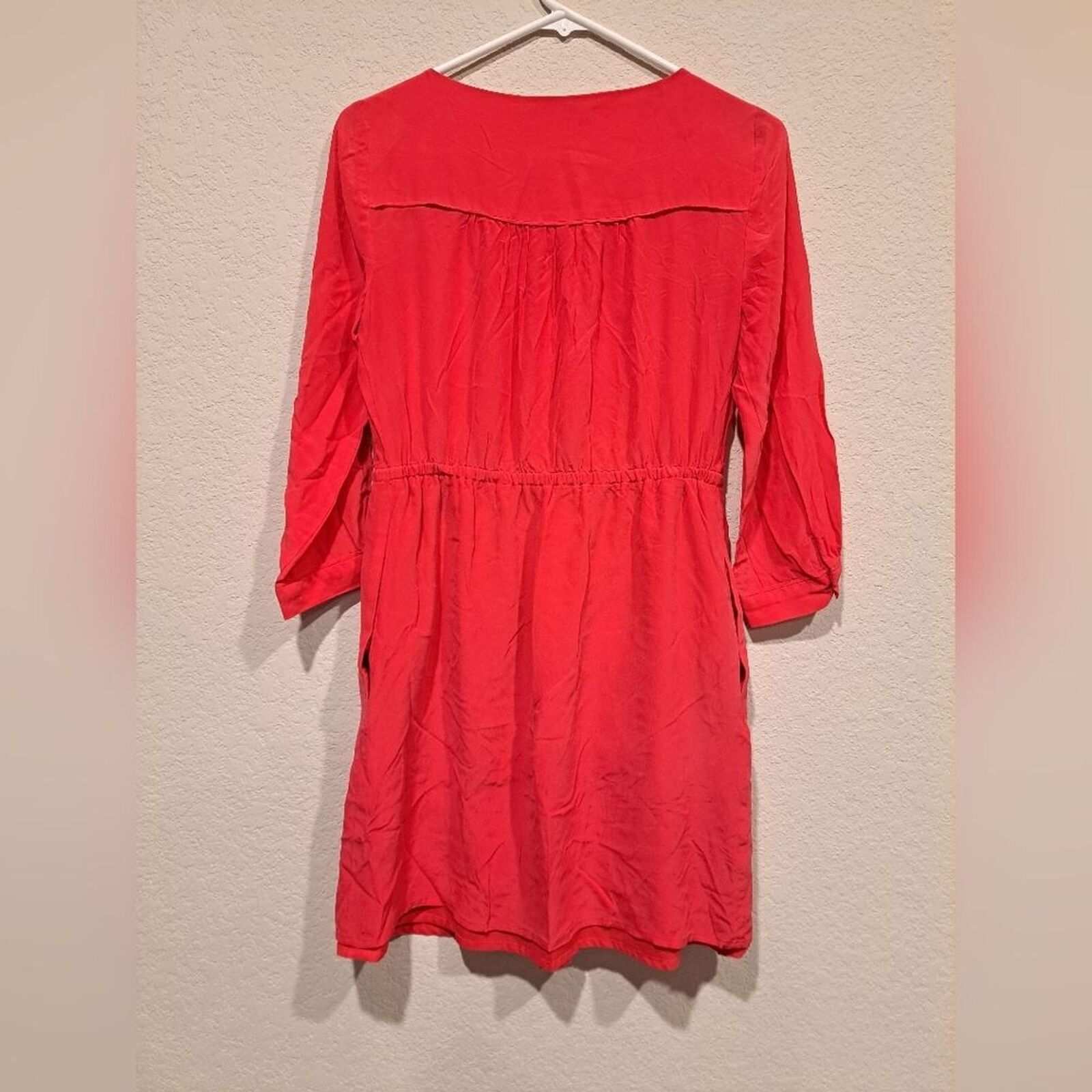 Madewell Madewell 100% Silk Long Sleeve Mini Dress Brite Coral Pink 2 Size XS / US 0-2 / IT 36-38 - 2 Thumbnail