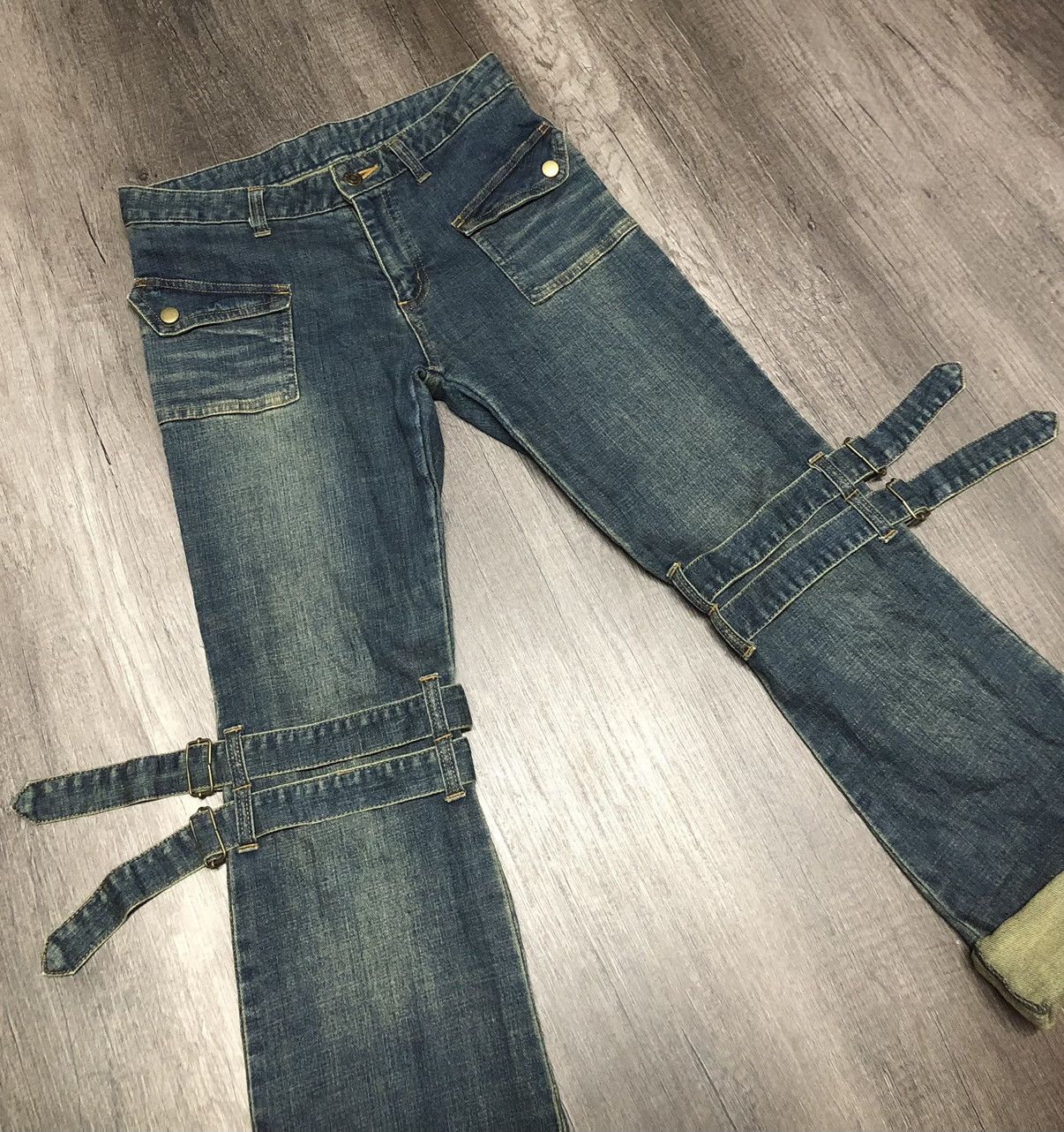 Japanese Brand Vintage Play Chess Flared Jeans Bondage Design Size US 28 / EU 44 - 3 Thumbnail