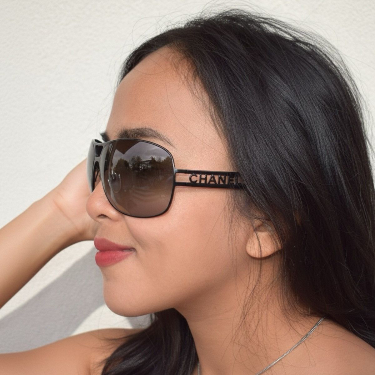 Chanel Tweed Black CC Polarized Sunglasses 5237 Chanel Tweed Temple Sunglasses 5237-A Black Plastic ref  main image 2