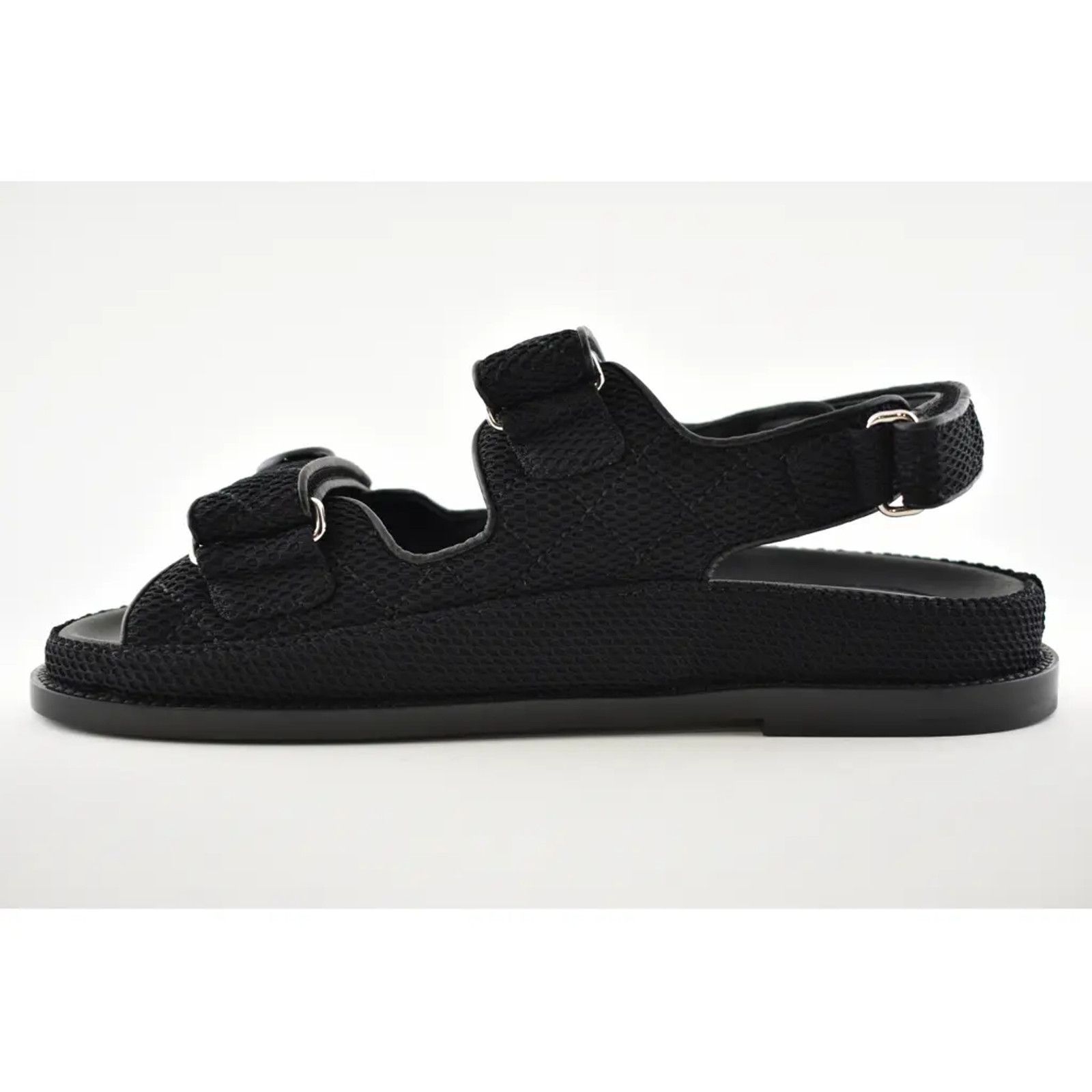 Chanel Chanel 21C Black Fabric Silver Logo Mule Slide Strap Size US 9 / IT 39 - 9 Thumbnail