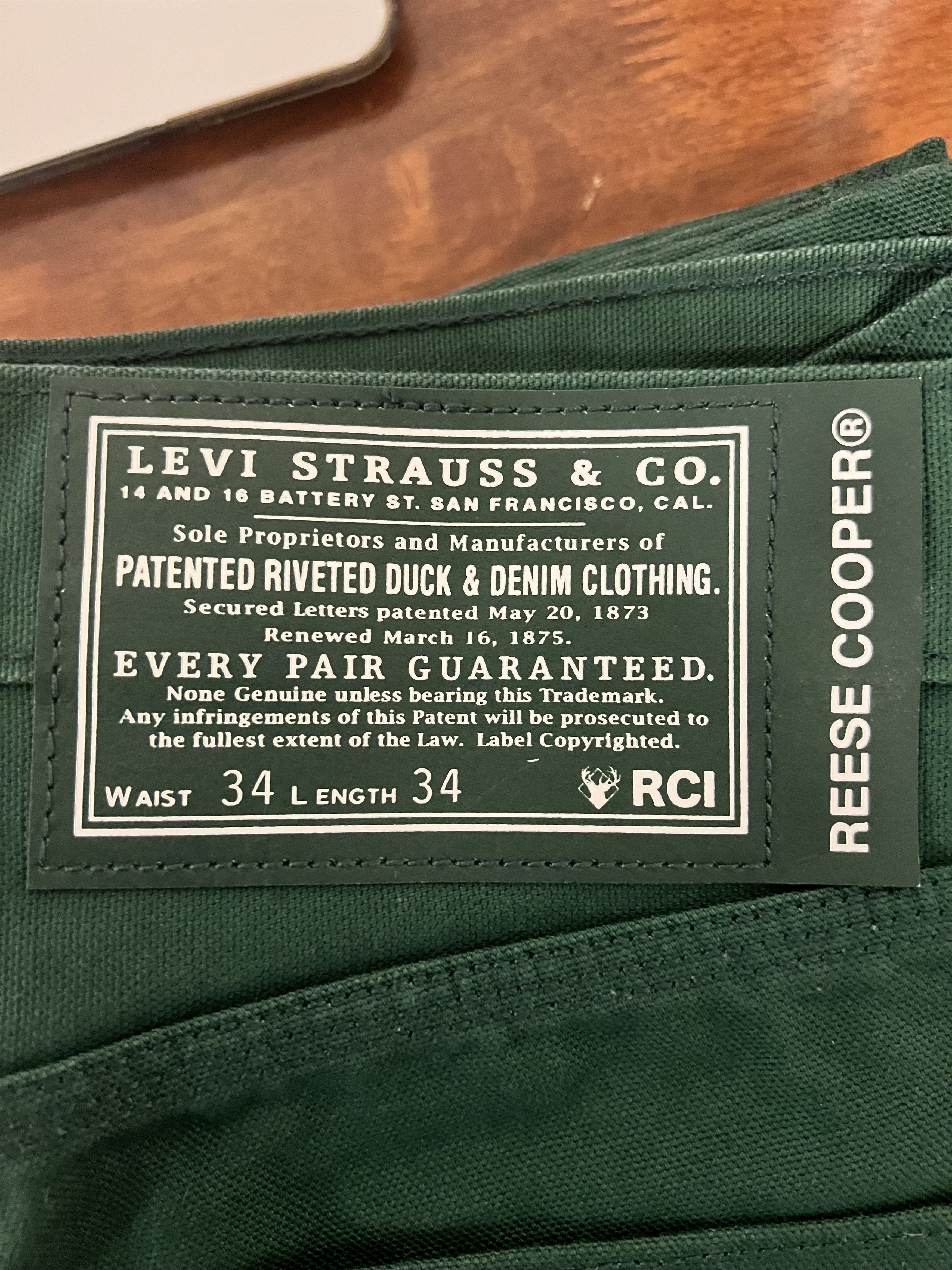 Levi's × Reese Cooper 💚 Reese Cooper x Levi's Green Duck Denim NEW (34x34) Size US 34 / EU 50 - 7 Thumbnail