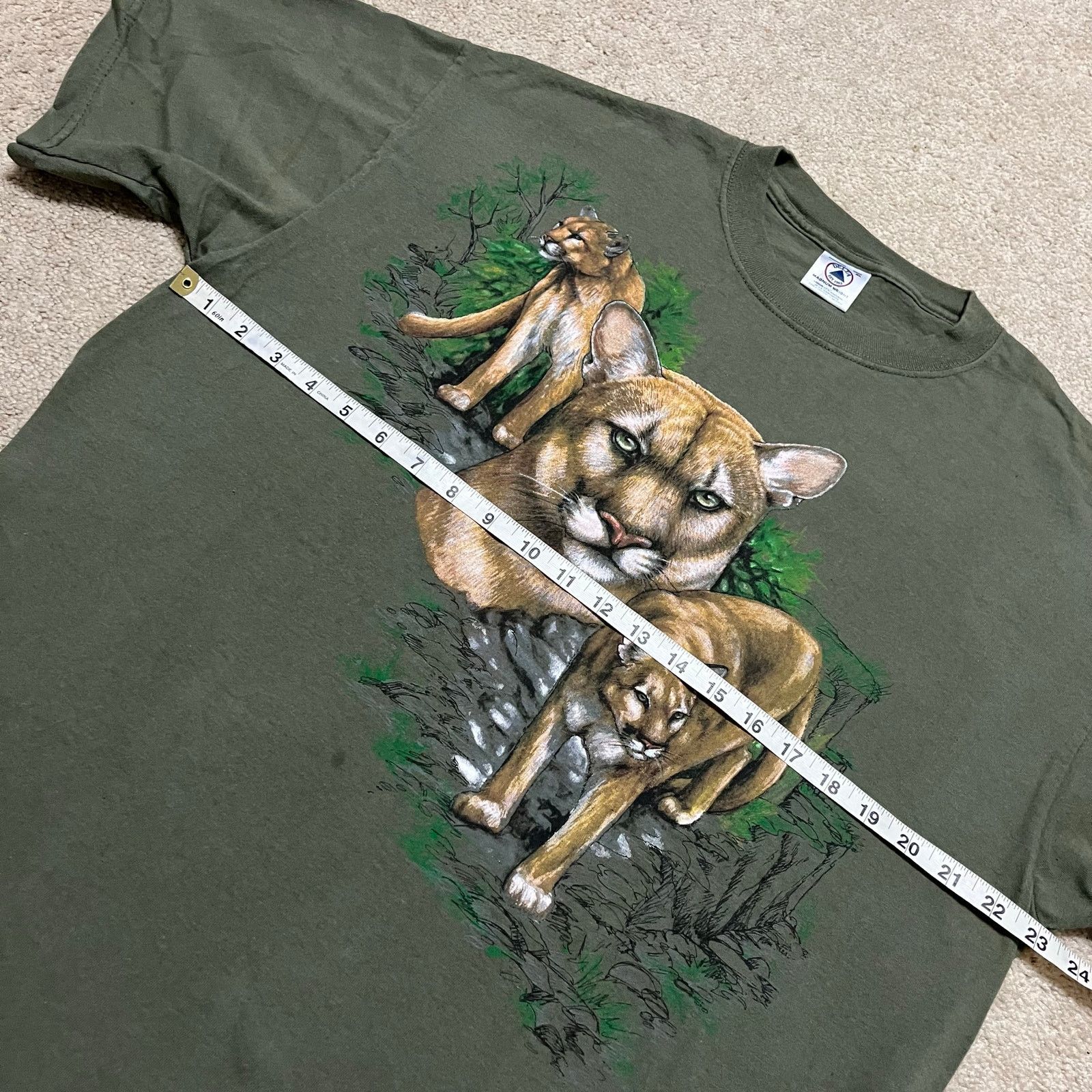 Other Mountain Lion Forest Green Nature Animals Graphic Shirt XL Size US XL / EU 56 / 4 - 6 Thumbnail