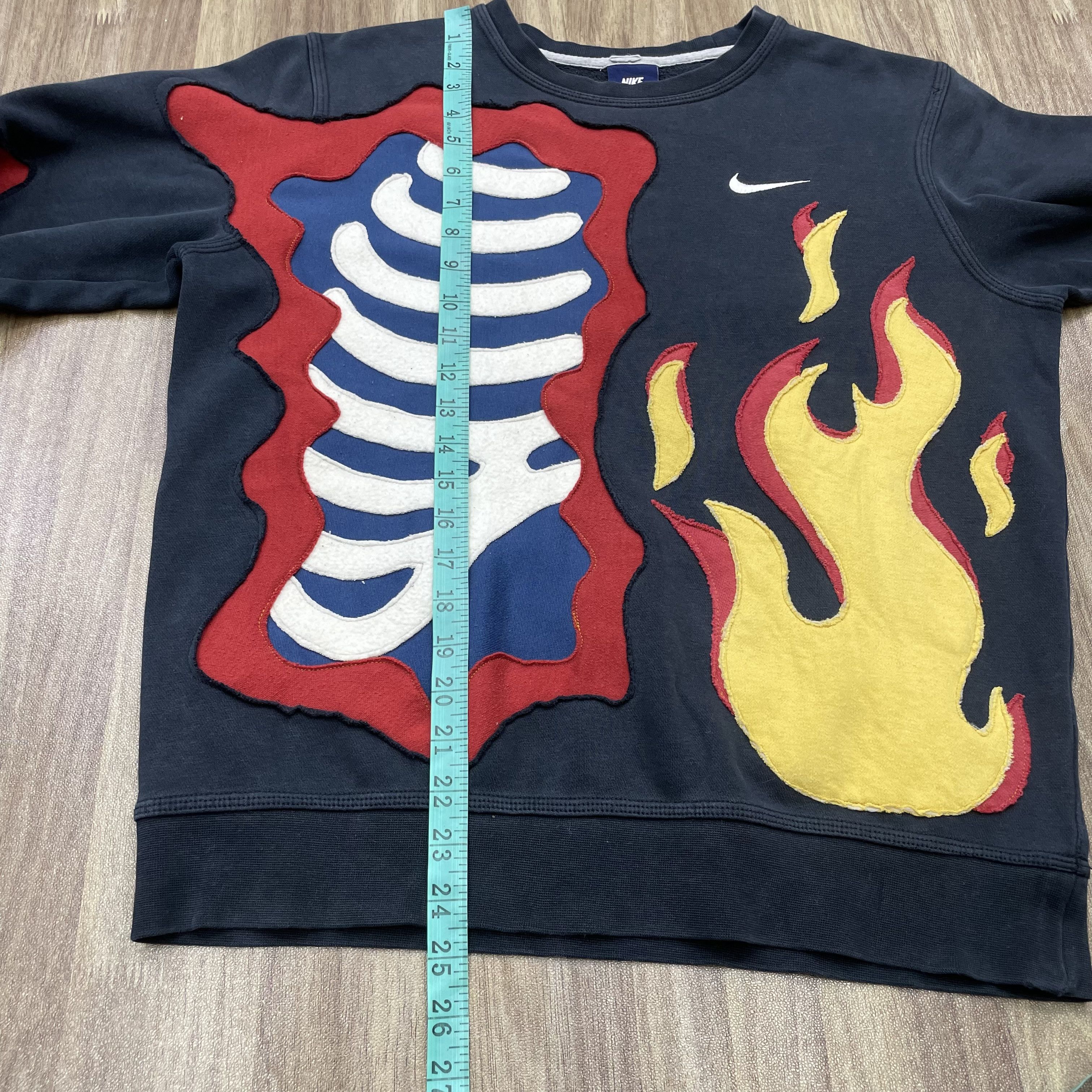 Vintage Custom Reworked Nike Skeleton Flame Patchwork Crewneck 1of1 Size US M / EU 48-50 / 2 - 9 Thumbnail