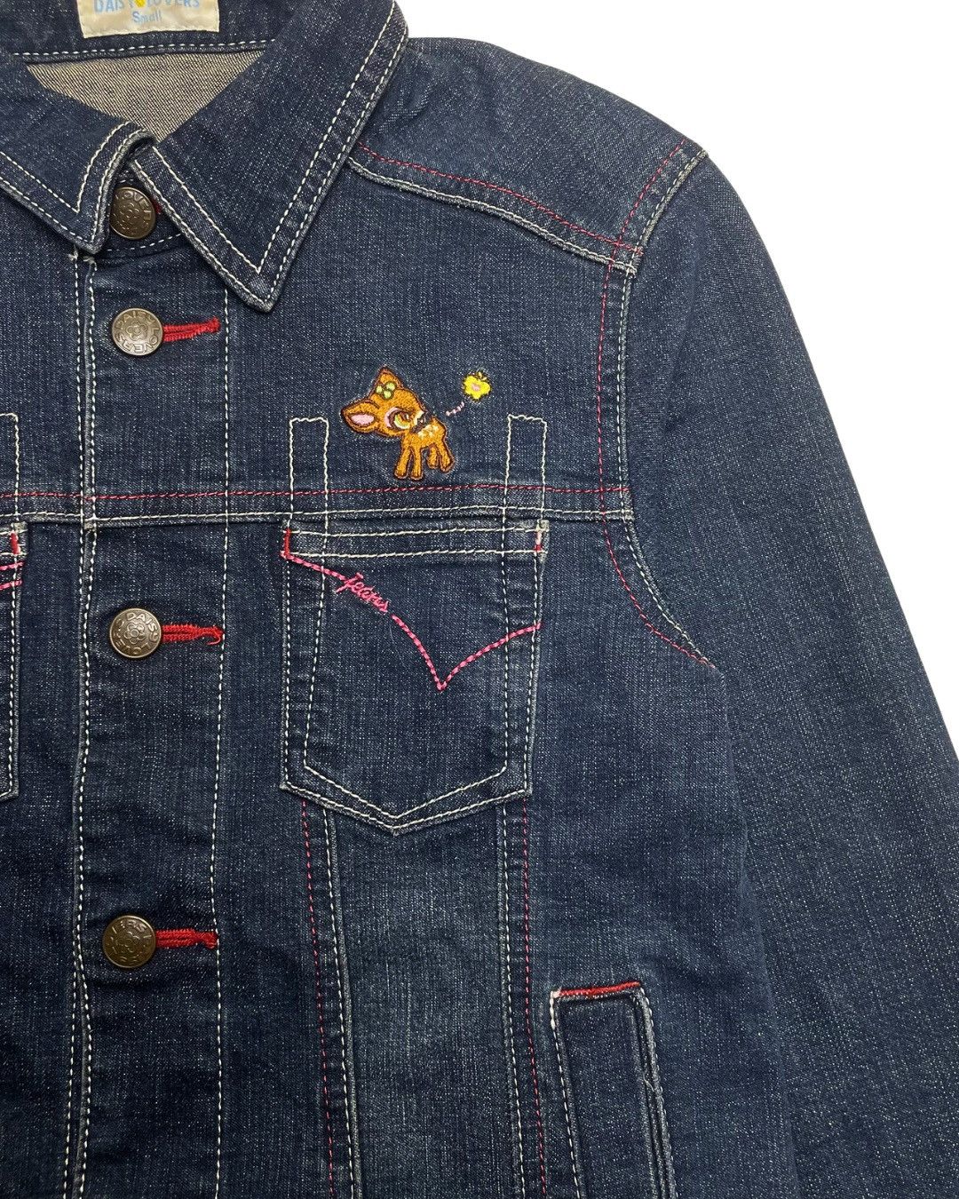 Japanese Brand Daisy Lovers Dark Wash Denim Jacket Size XS / US 0-2 / IT 36-38 - 5 Thumbnail