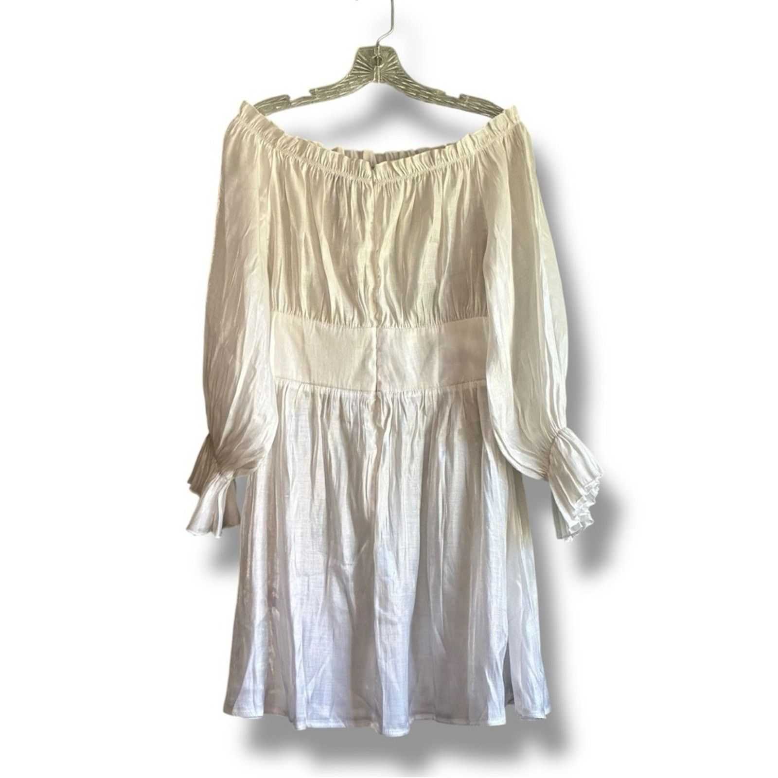 Never met a mini dress we didn AREA Stars taffeta peasant off the shoulder mini dress NWT
