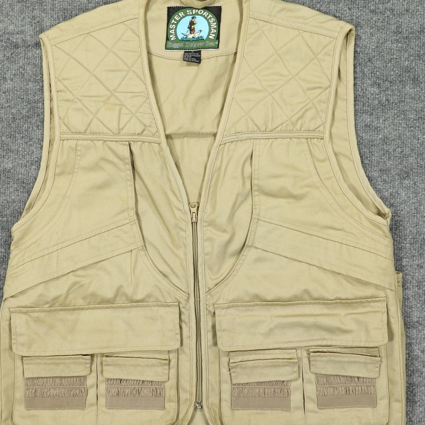 Vintage Master Sportsman Vest Mens Large Khaki Hunting Shooting Zip Game Pouch Pockets Size US L / EU 52-54 / 3 - 2 Thumbnail