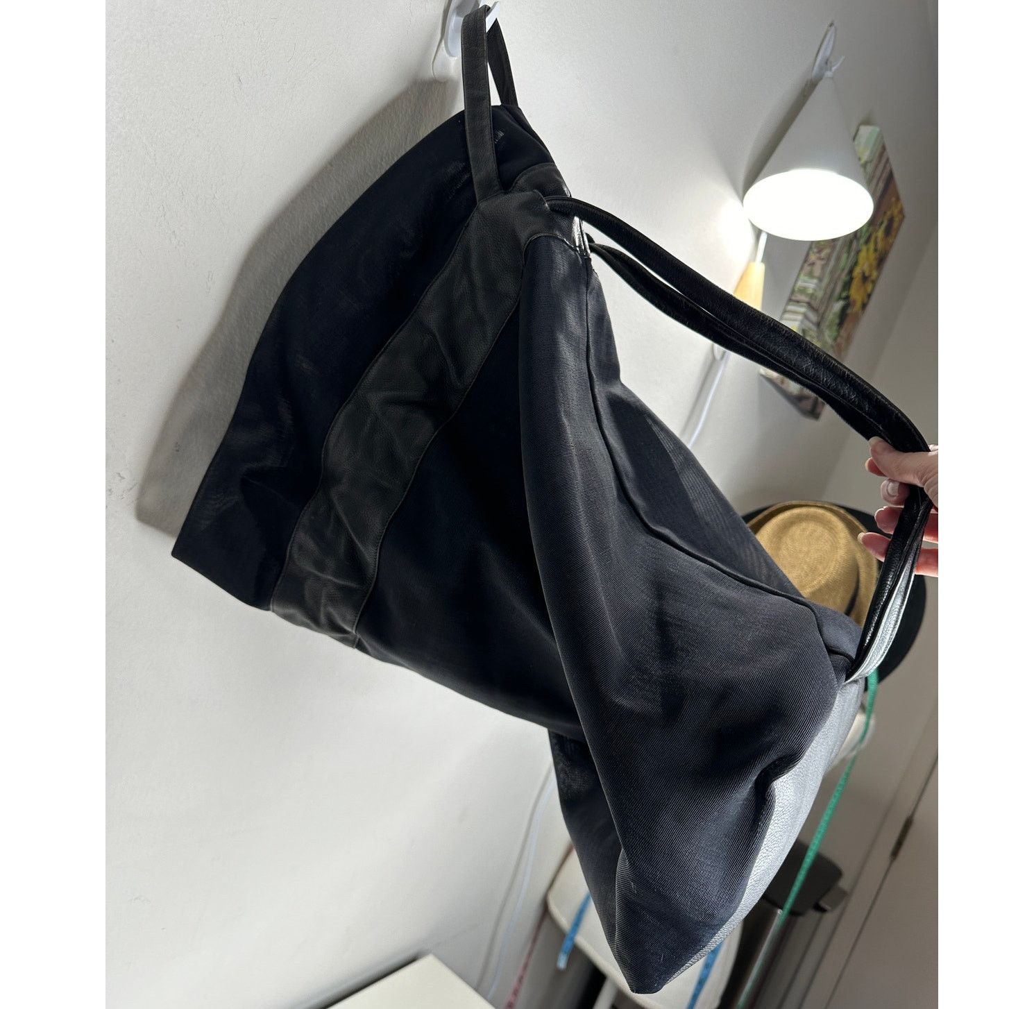 Other Large Black Canvas & Patent Leather Tote Bag Backpack Size ONE SIZE - 6 Thumbnail
