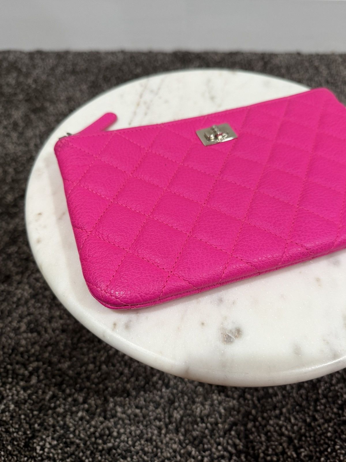 Chanel Chanel Pink Goatskin Quilted Cavier O-Case Pouch Wallet Bag Size ONE SIZE - 3 Thumbnail